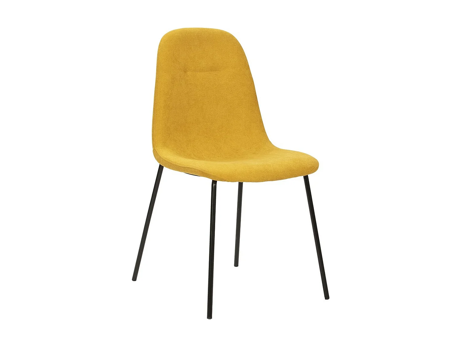 MARBIE - Lot de 4 Chaises Tissu Jaune Piétement Métal Noir