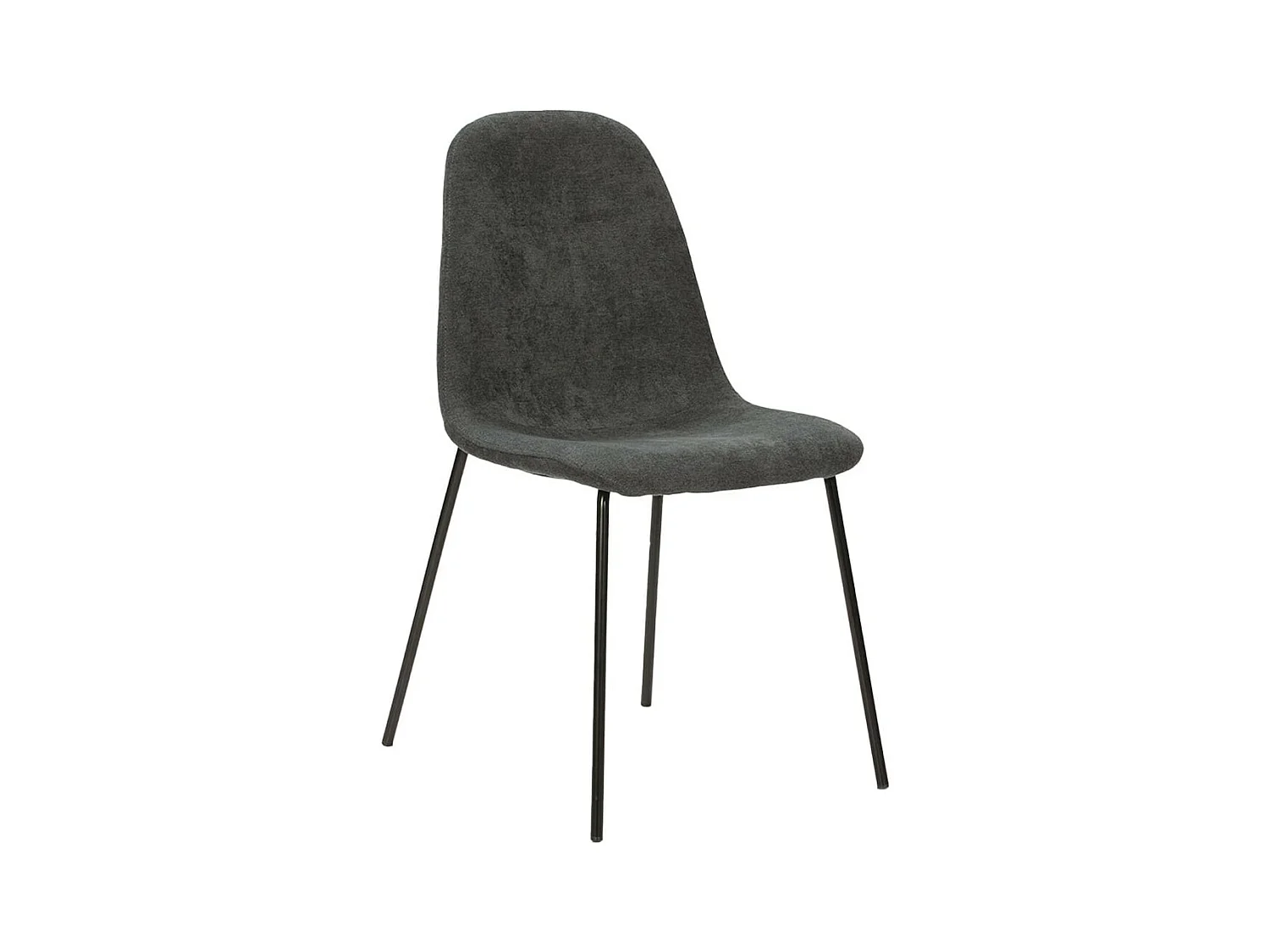 MARBIE - Lot de 4 Chaises Tissu Gris Anthracite Piétement Métal Noir