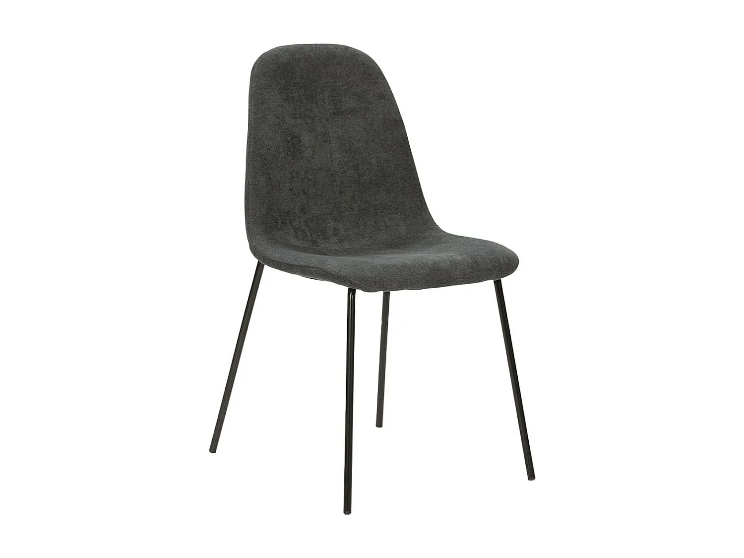 MARBIE - Lot de 4 Chaises Tissu Gris Anthracite Piétement Métal Noir