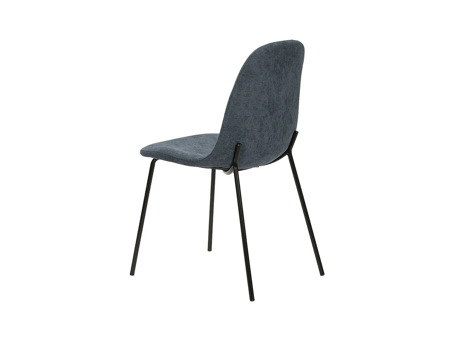 MARBIE - Lot de 4 Chaises Tissu Bleu Piétement Métal Noir