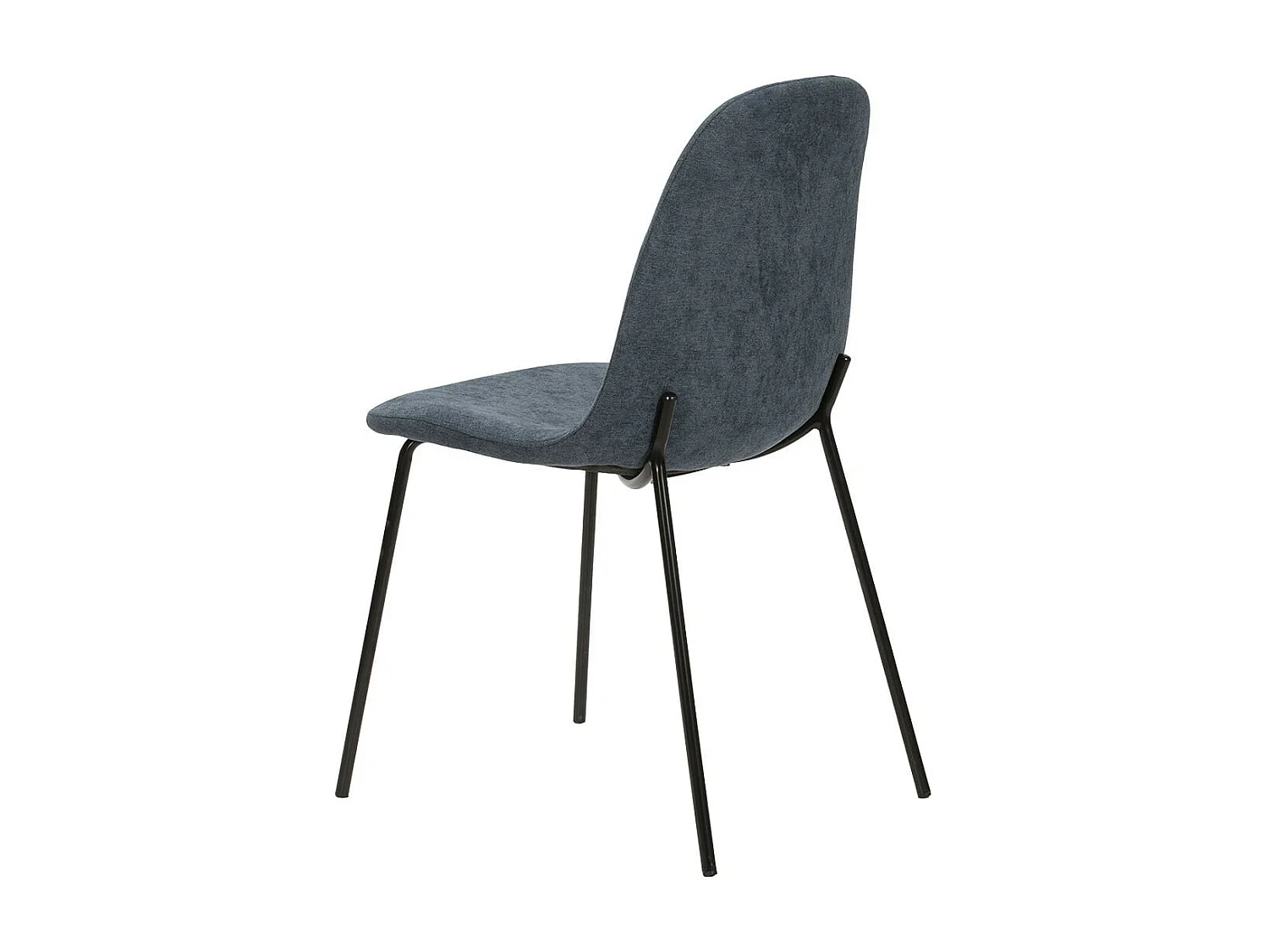 MARBIE - Lot de 4 Chaises Tissu Bleu Piétement Métal Noir