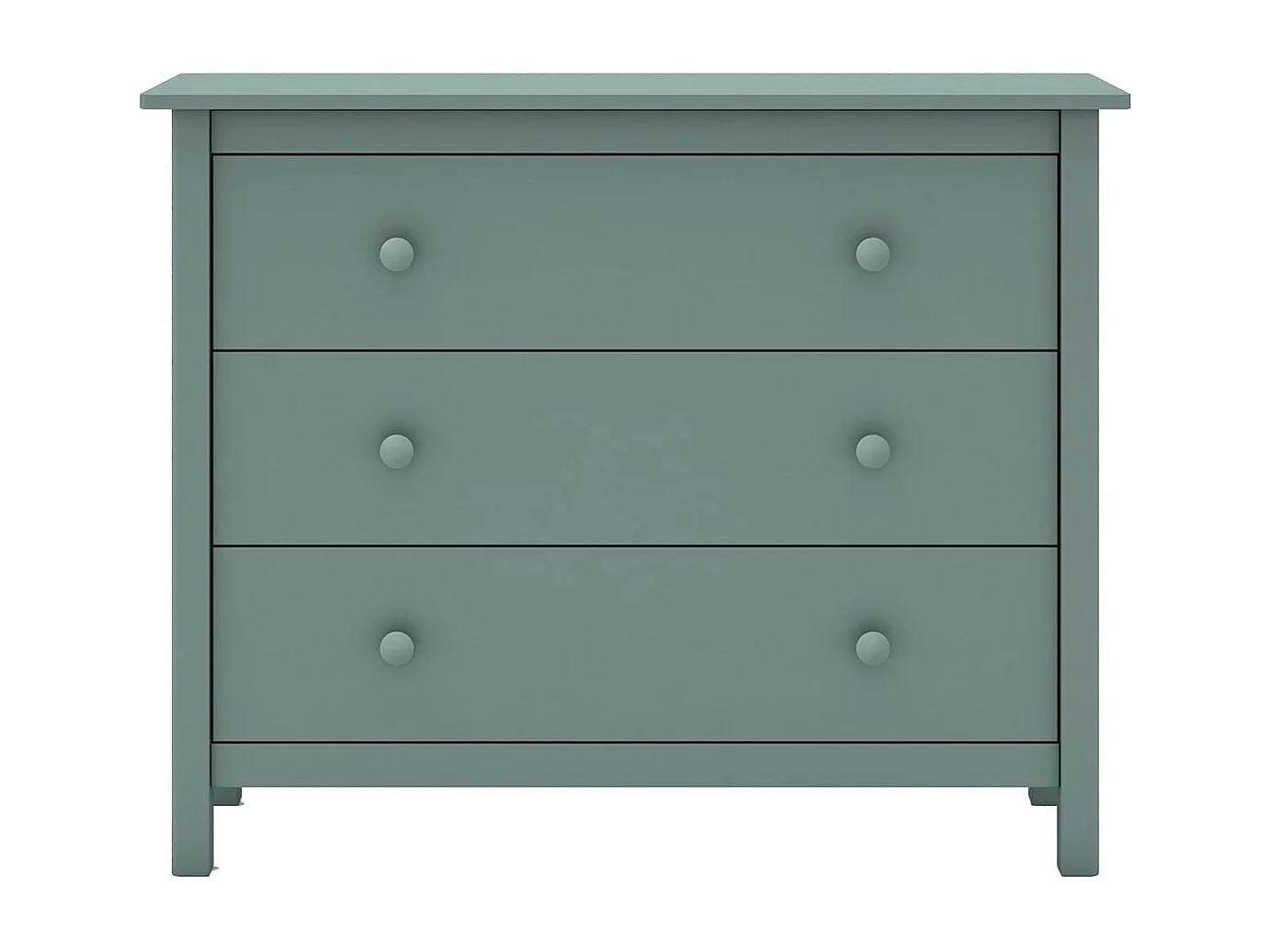 DAVA - Commode 3 Tiroirs en Pin Massif Vert Pétrole