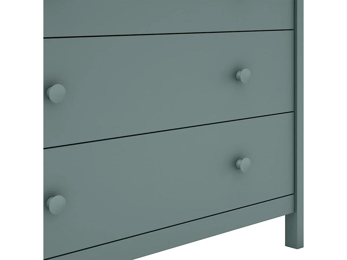 DAVA - Commode 3 Tiroirs en Pin Massif Vert Pétrole