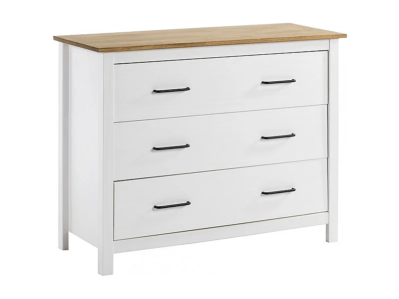 TINA - Commode 3 Tiroirs Bois Ciré coloris Blanc