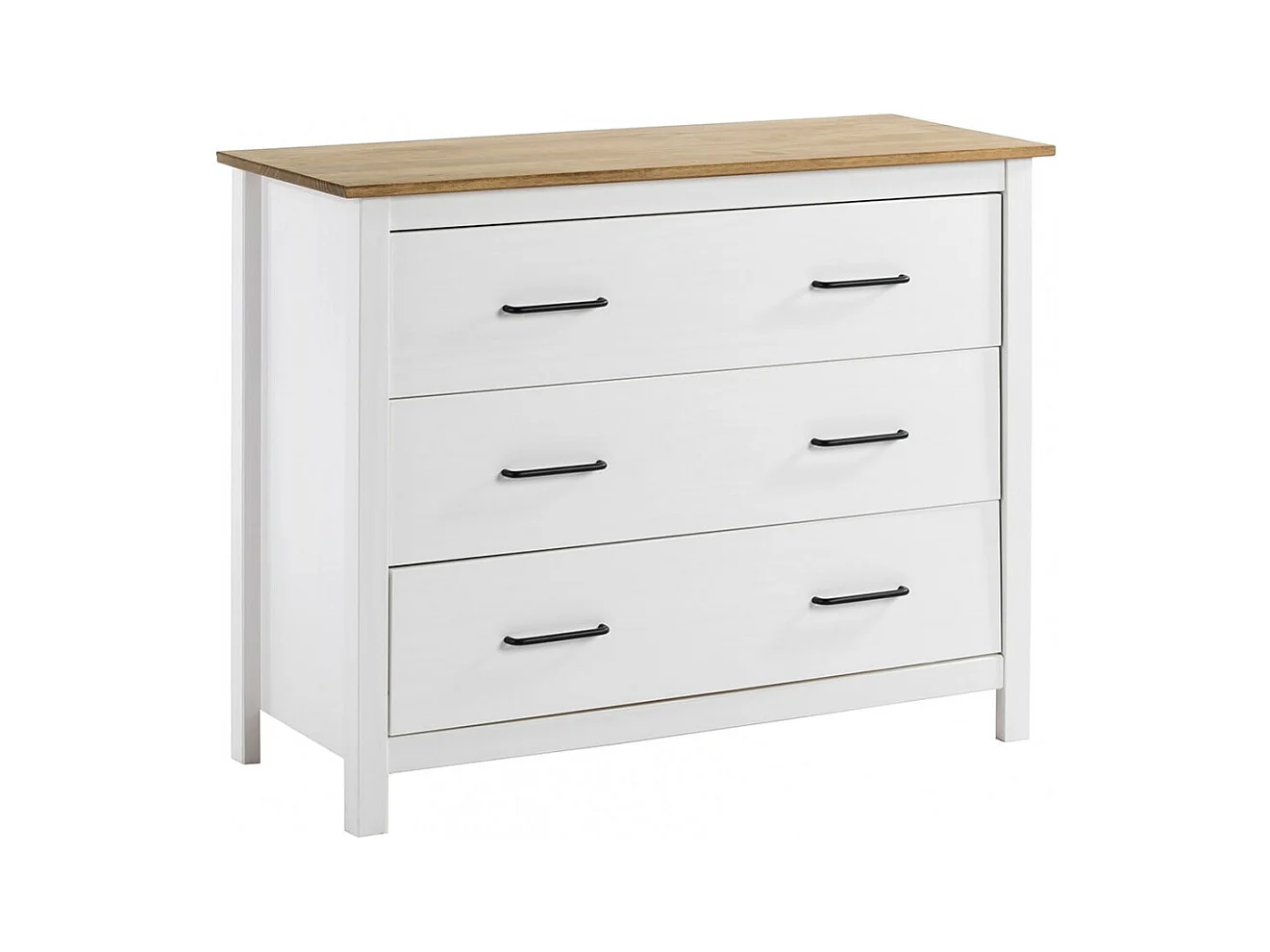 TINA - Commode 3 Tiroirs Bois Ciré coloris Blanc