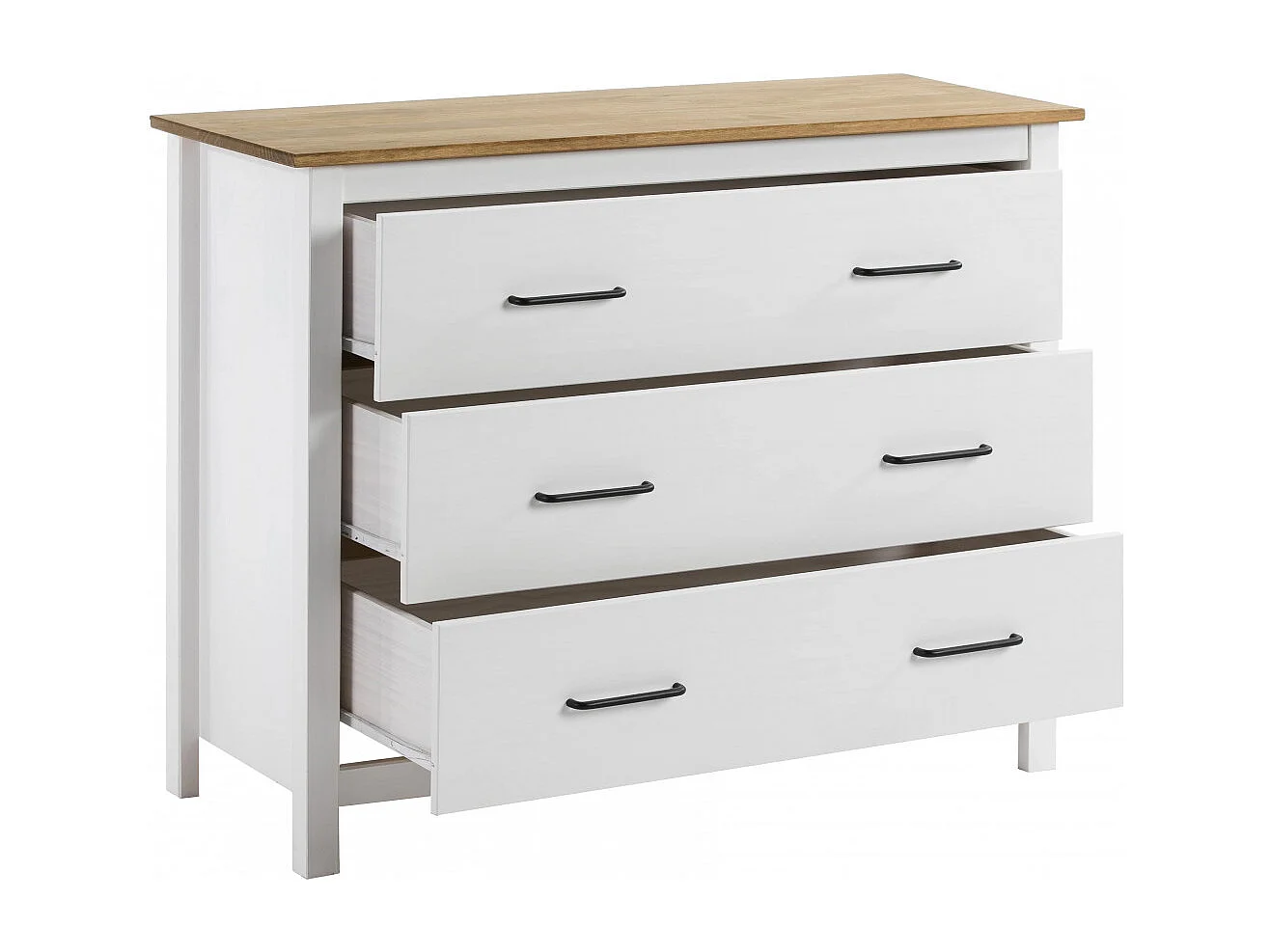 TINA - Commode 3 Tiroirs Bois Ciré coloris Blanc