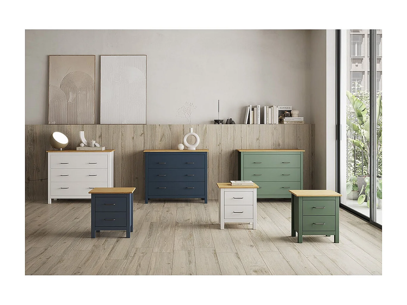 TINA - Commode 3 Tiroirs Bois Ciré coloris Blanc