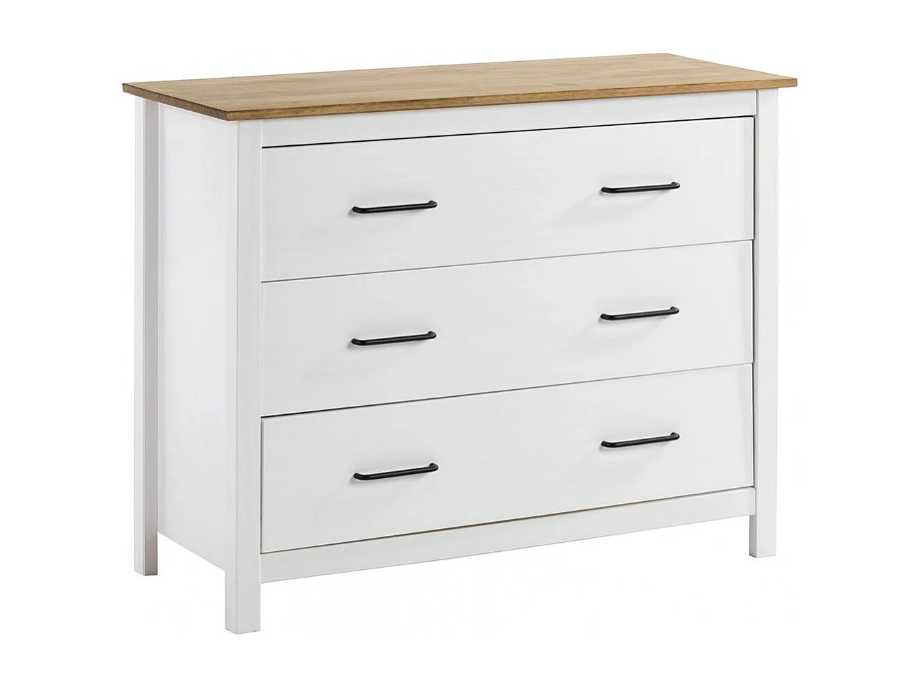 TINA - Commode 3 Tiroirs Bois Ciré coloris Blanc