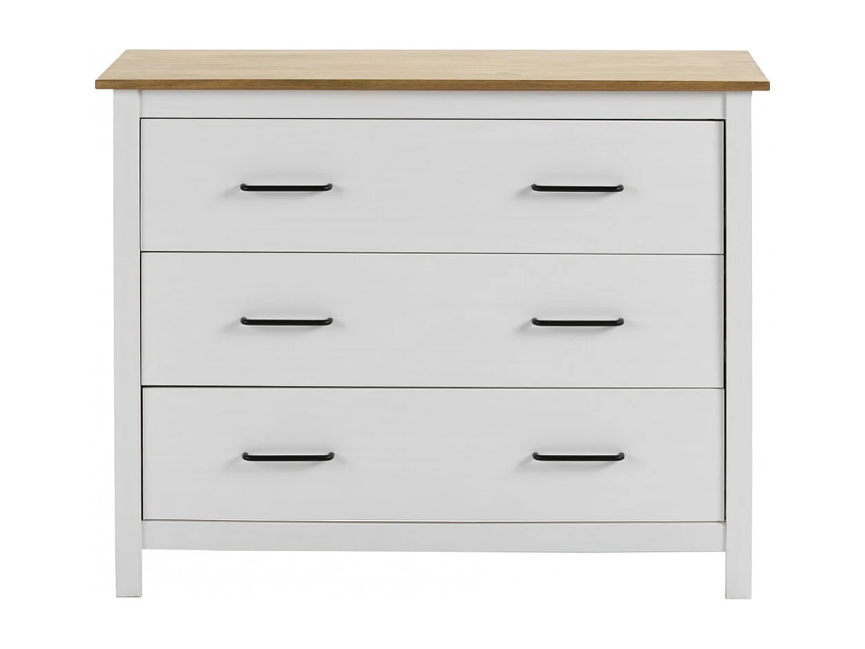 TINA - Commode 3 Tiroirs Bois Ciré coloris Blanc