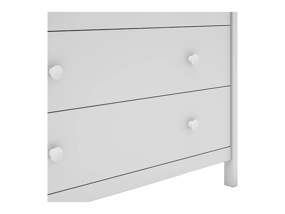 DAVA - Commode 3 Tiroirs en Pin Massif Blanc