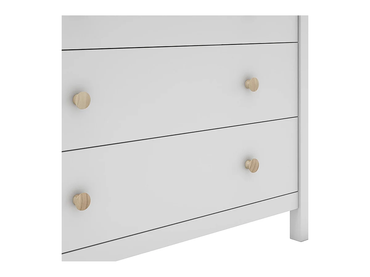 DAVA - Commode 3 Tiroirs en Pin Massif Blanc