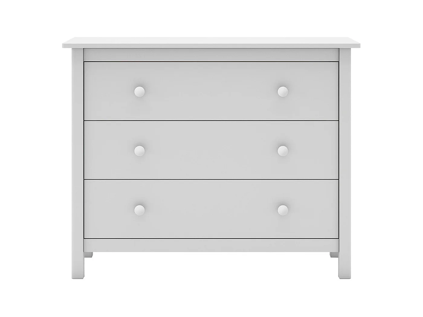 DAVA - Commode 3 Tiroirs en Pin Massif Blanc