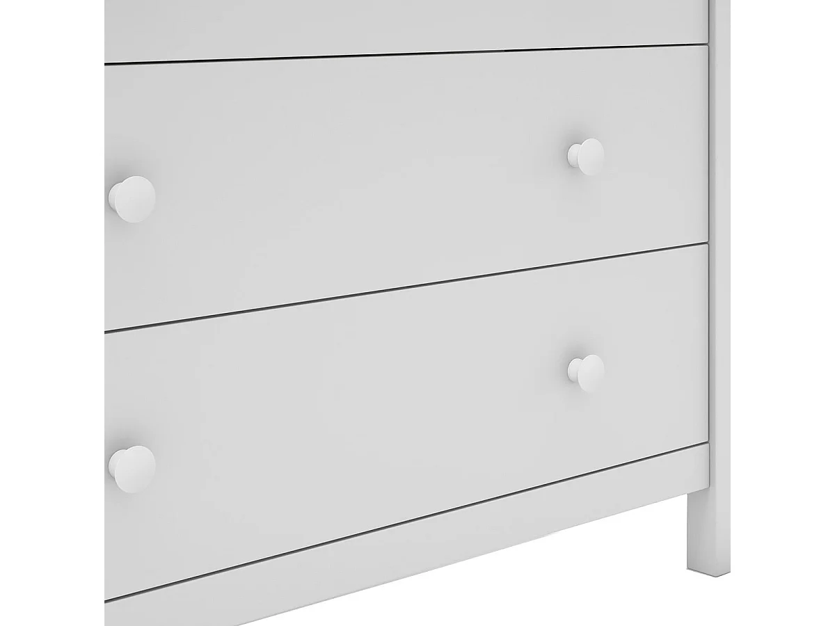 DAVA - Commode 3 Tiroirs en Pin Massif Blanc