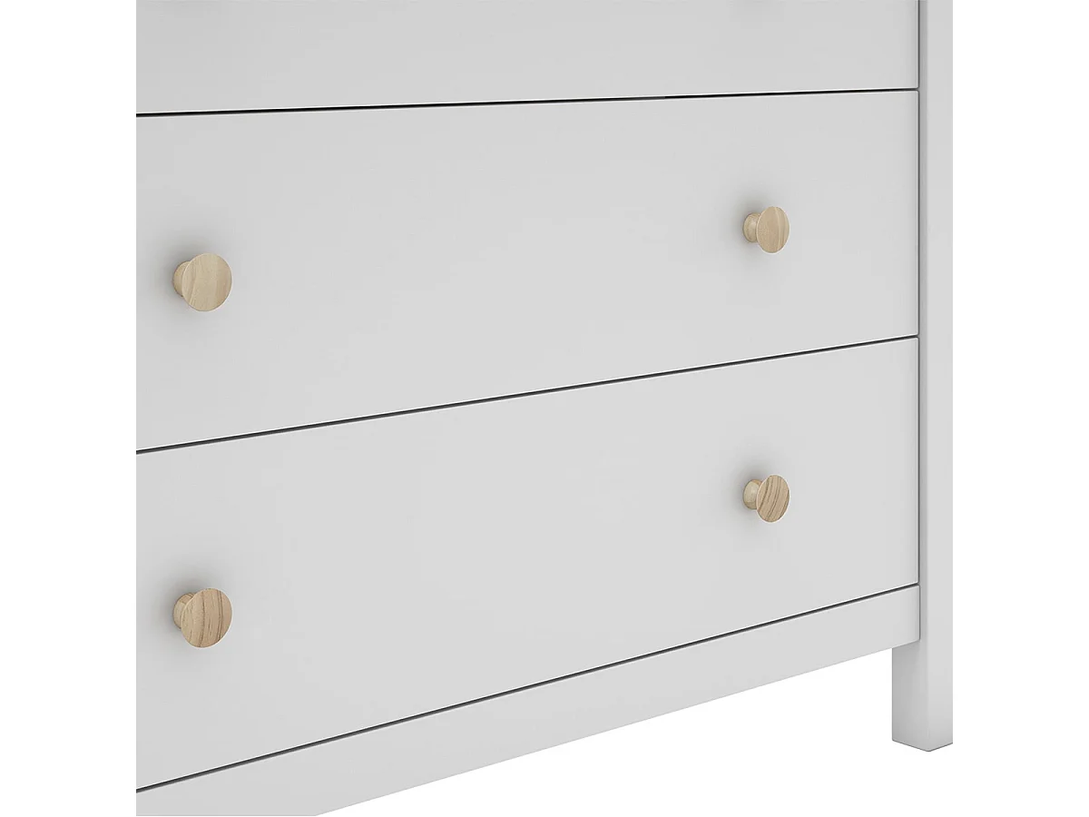 DAVA - Commode 3 Tiroirs en Pin Massif Blanc