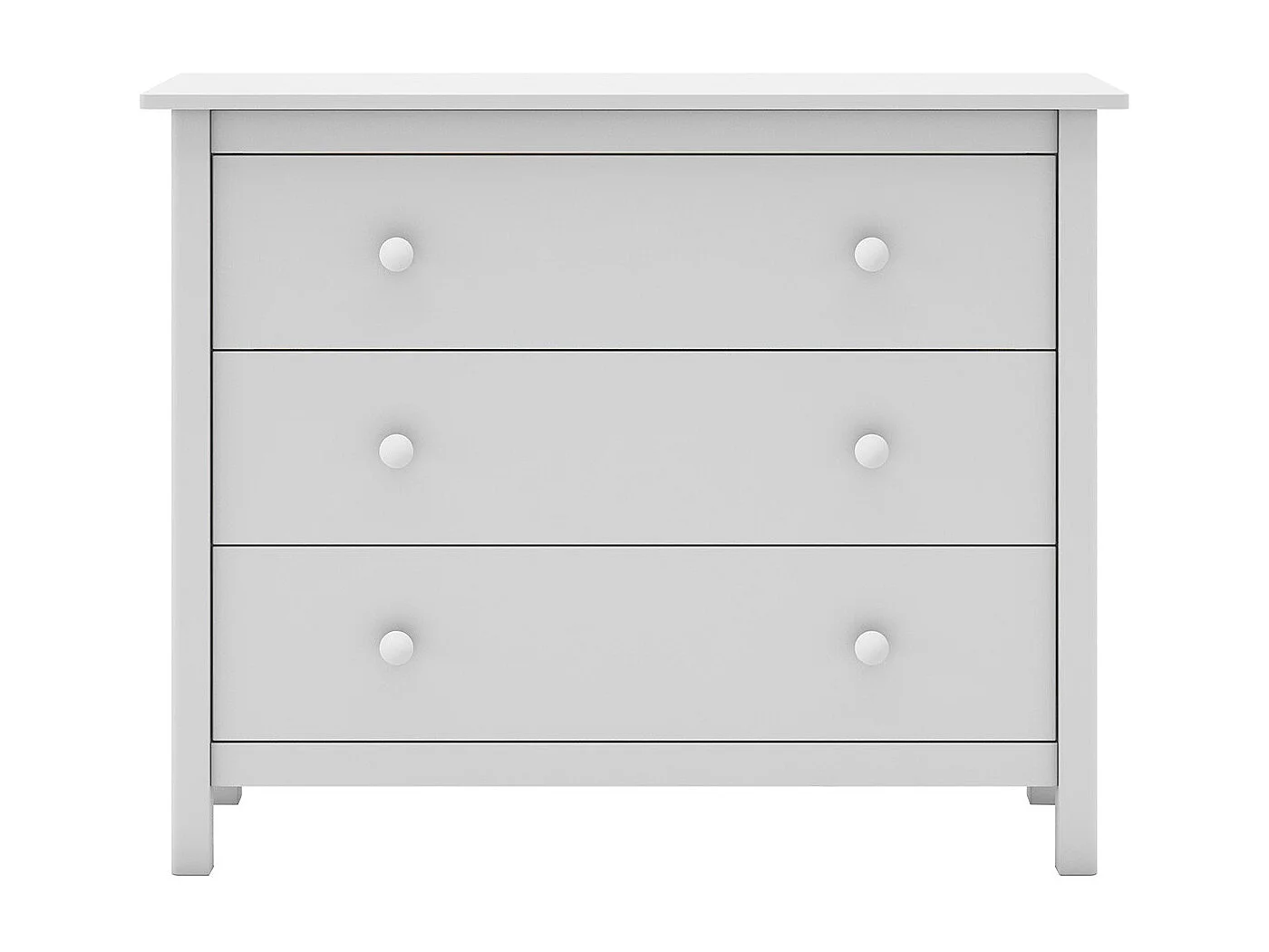 DAVA - Commode 3 Tiroirs en Pin Massif Blanc