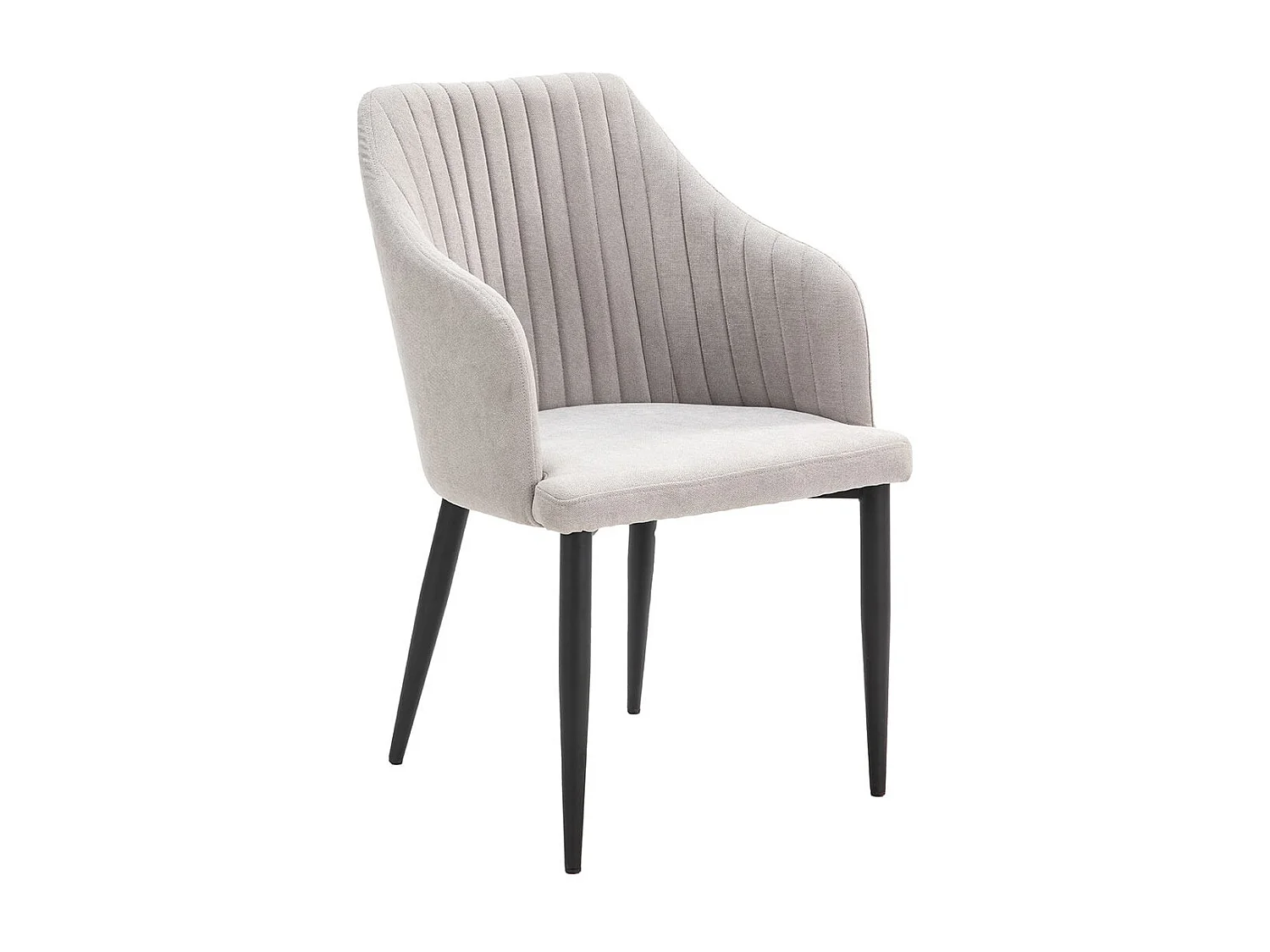 FASCA - Lot de 2 Fauteuils Tissu Gris Clair Surpiqures Verticales Pieds Métal Noir