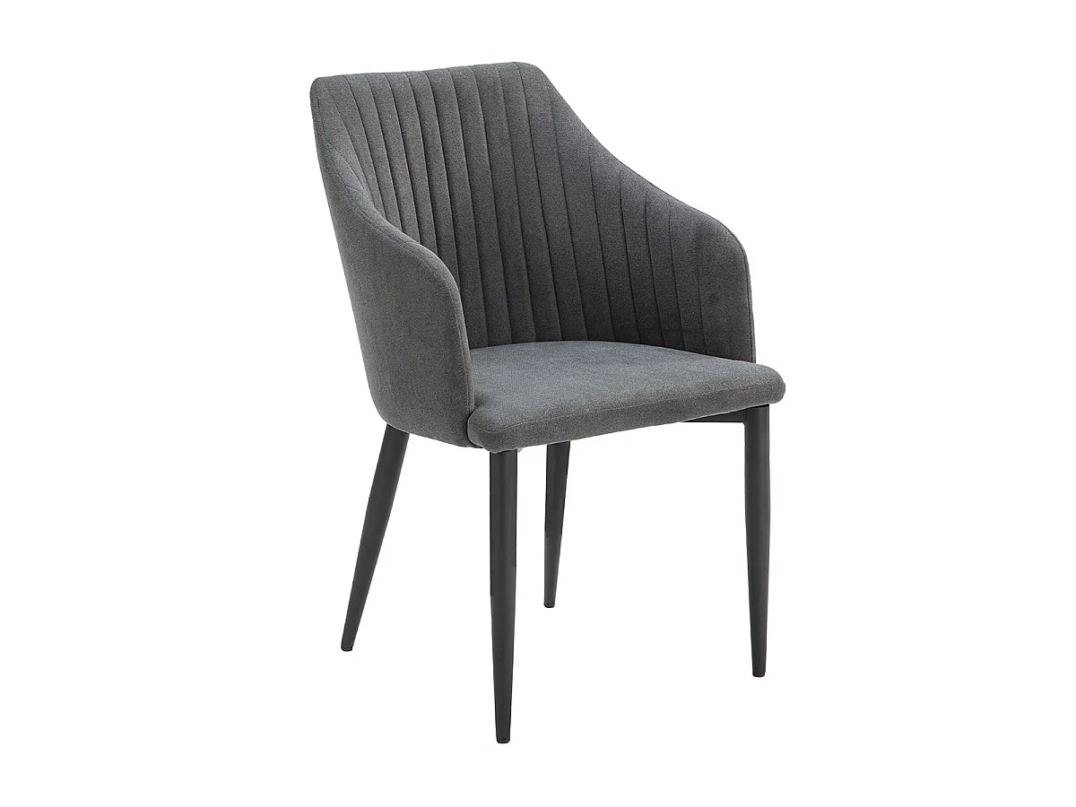 FASCA - Lot de 2 Fauteuils Tissu Noir Surpiqures Verticales Pieds Métal