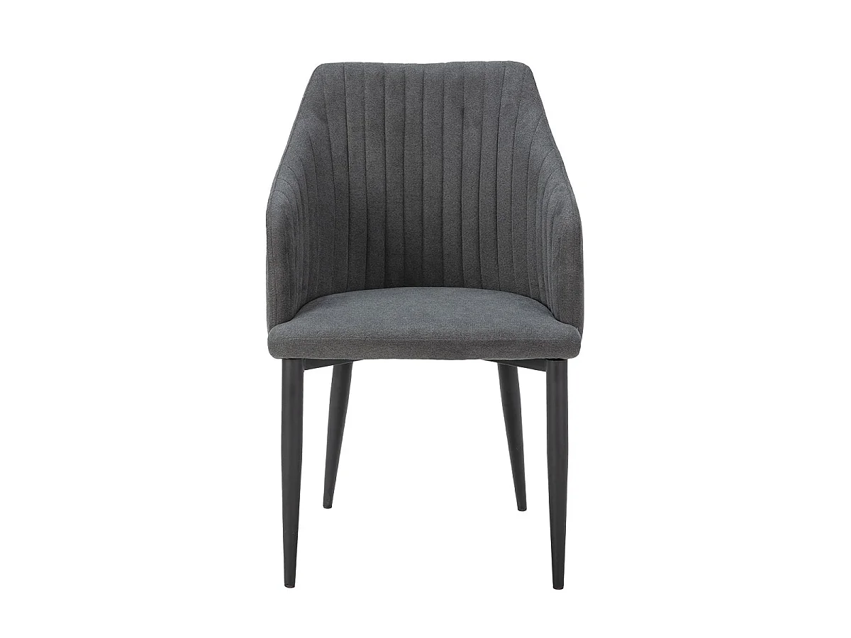 FASCA - Lot de 2 Fauteuils Tissu Noir Surpiqures Verticales Pieds Métal