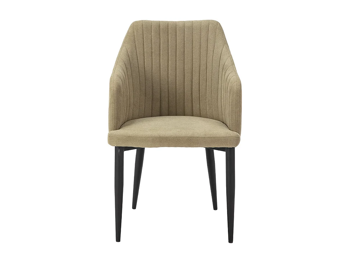 FASCA - Lot de 2 Fauteuils Tissu Vert Surpiqures Verticales Pieds Métal Noir