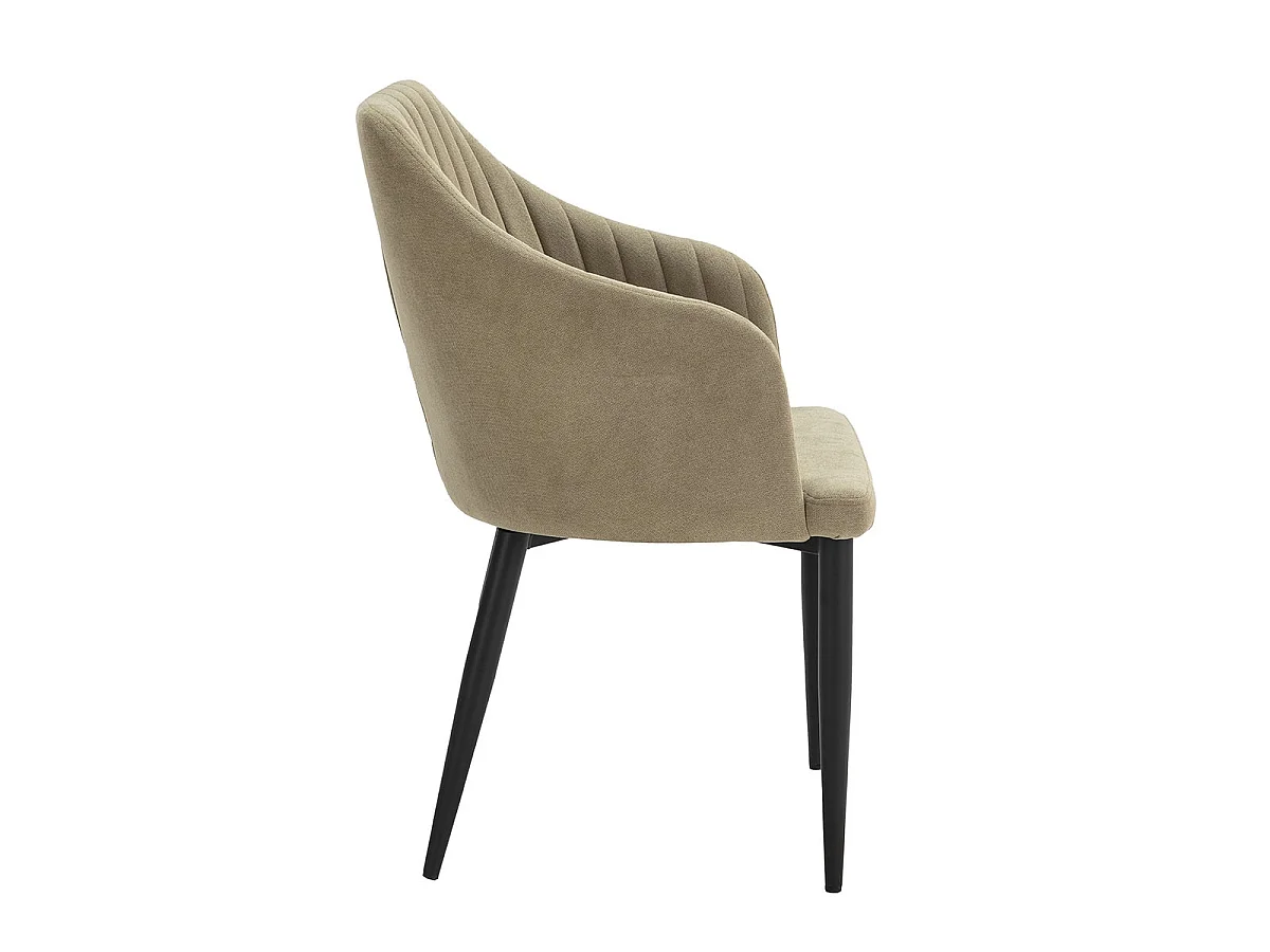 FASCA - Lot de 2 Fauteuils Tissu Vert Surpiqures Verticales Pieds Métal Noir
