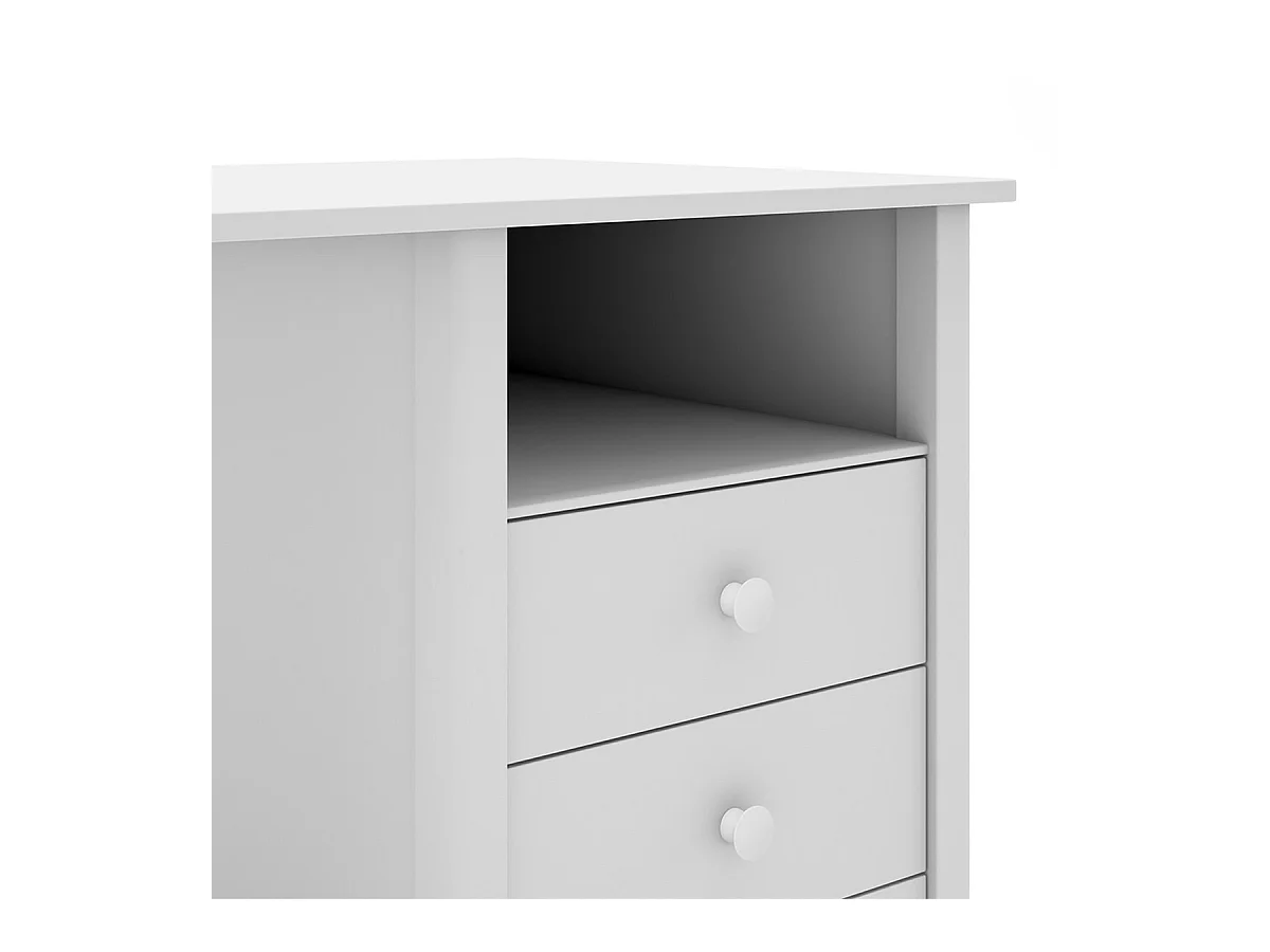 DAVA - Bureau 3 Tiroirs en Pin Massif Blanc