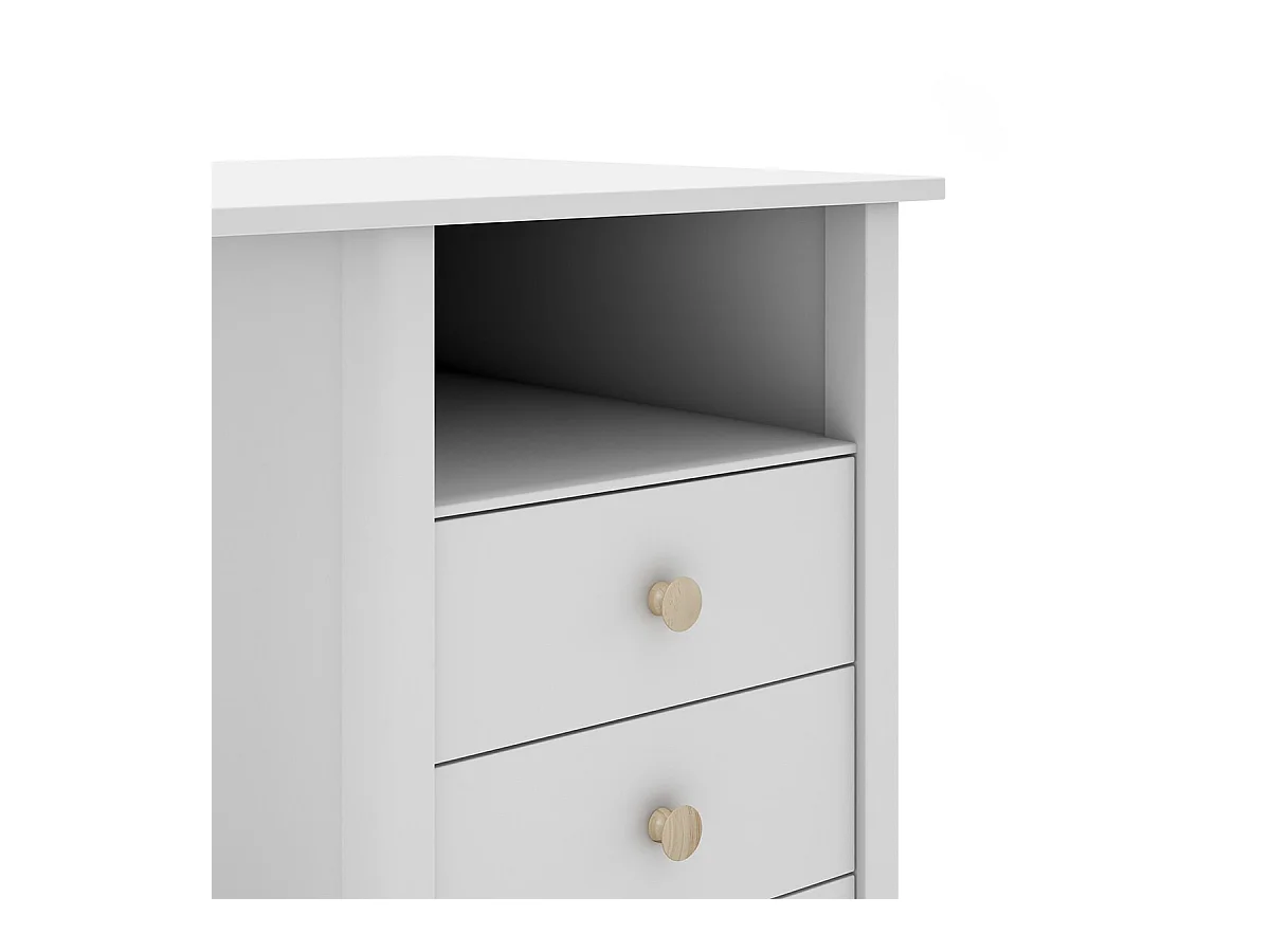 DAVA - Bureau 3 Tiroirs en Pin Massif Blanc
