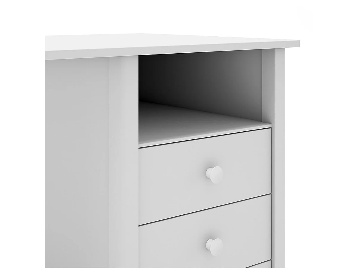 DAVA - Bureau 3 Tiroirs en Pin Massif Blanc