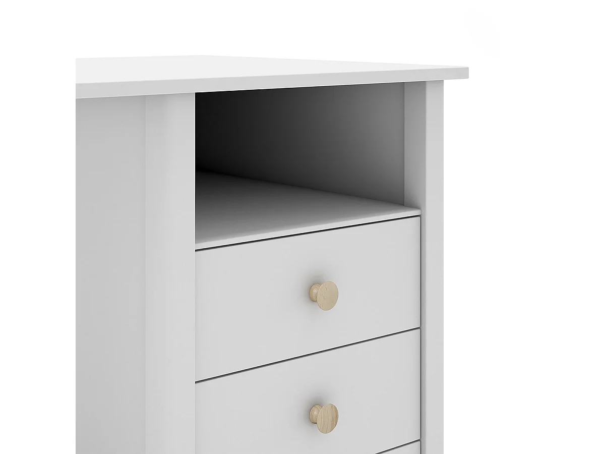 DAVA - Bureau 3 Tiroirs en Pin Massif Blanc