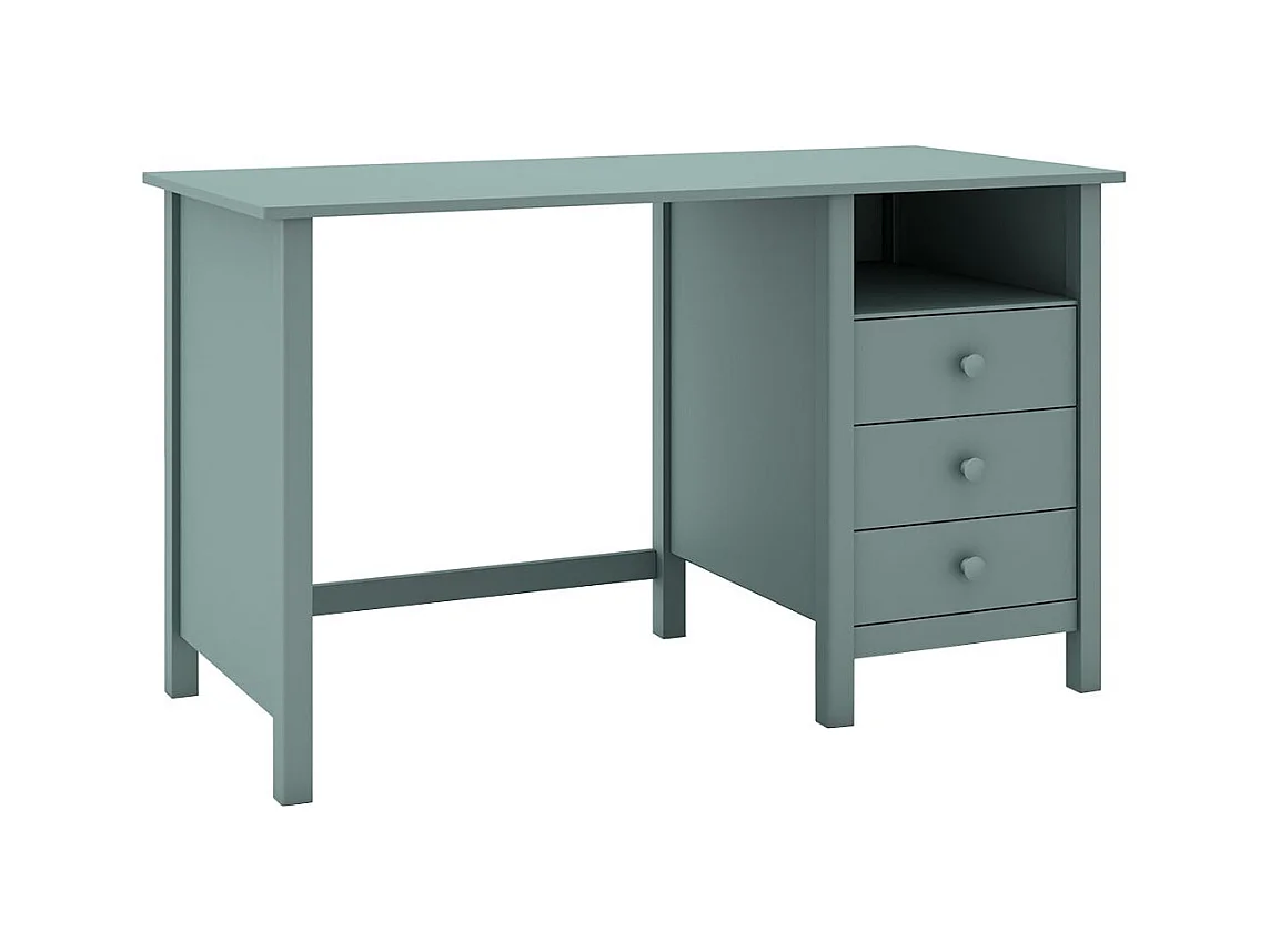 DAVA - Bureau 3 Tiroirs en Pin Massif Vert Pétrole