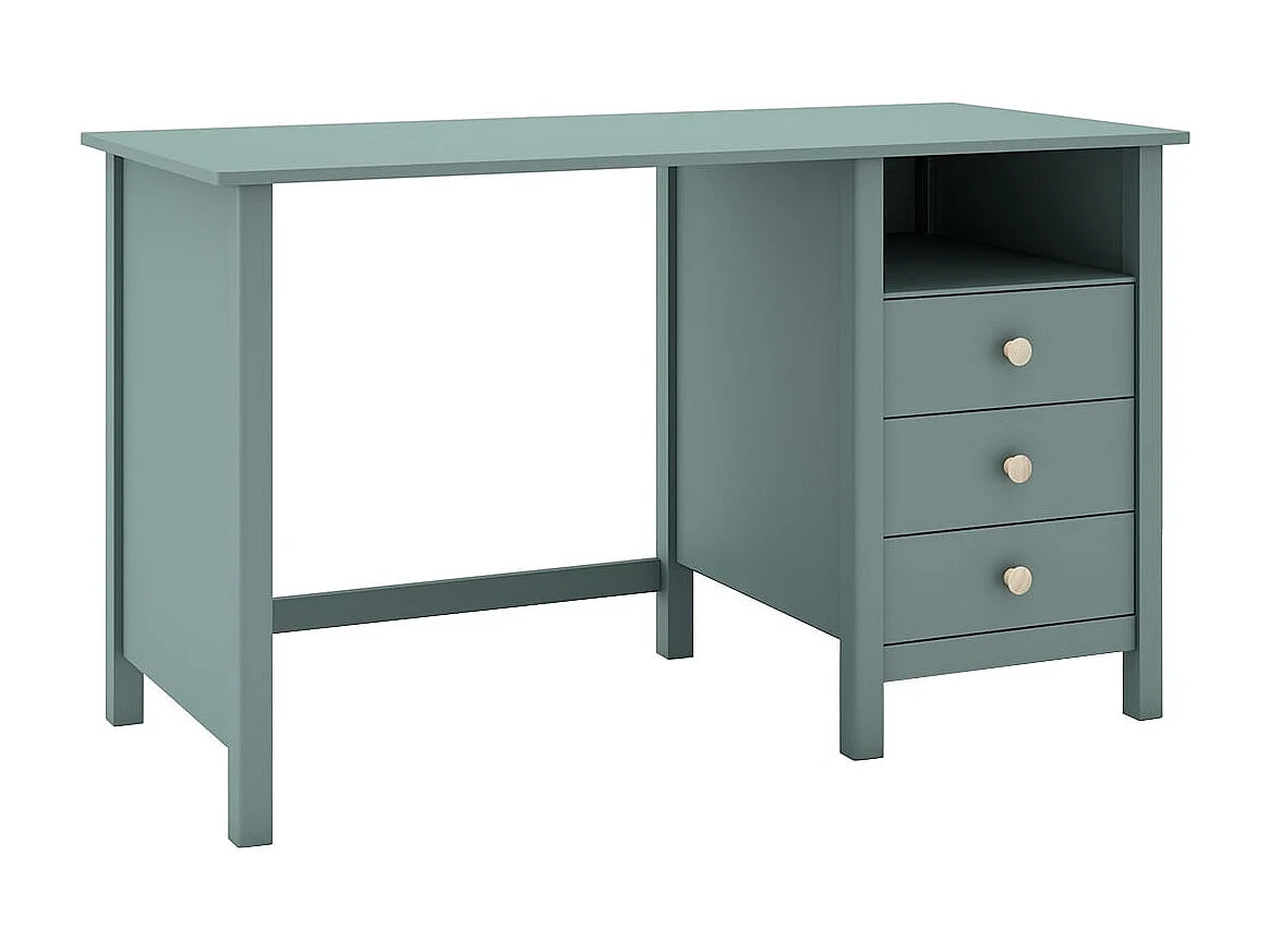 DAVA - Bureau 3 Tiroirs en Pin Massif Vert Pétrole
