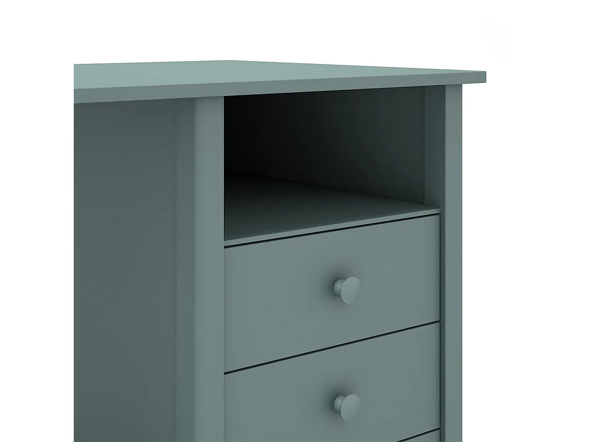 DAVA - Bureau 3 Tiroirs en Pin Massif Vert Pétrole