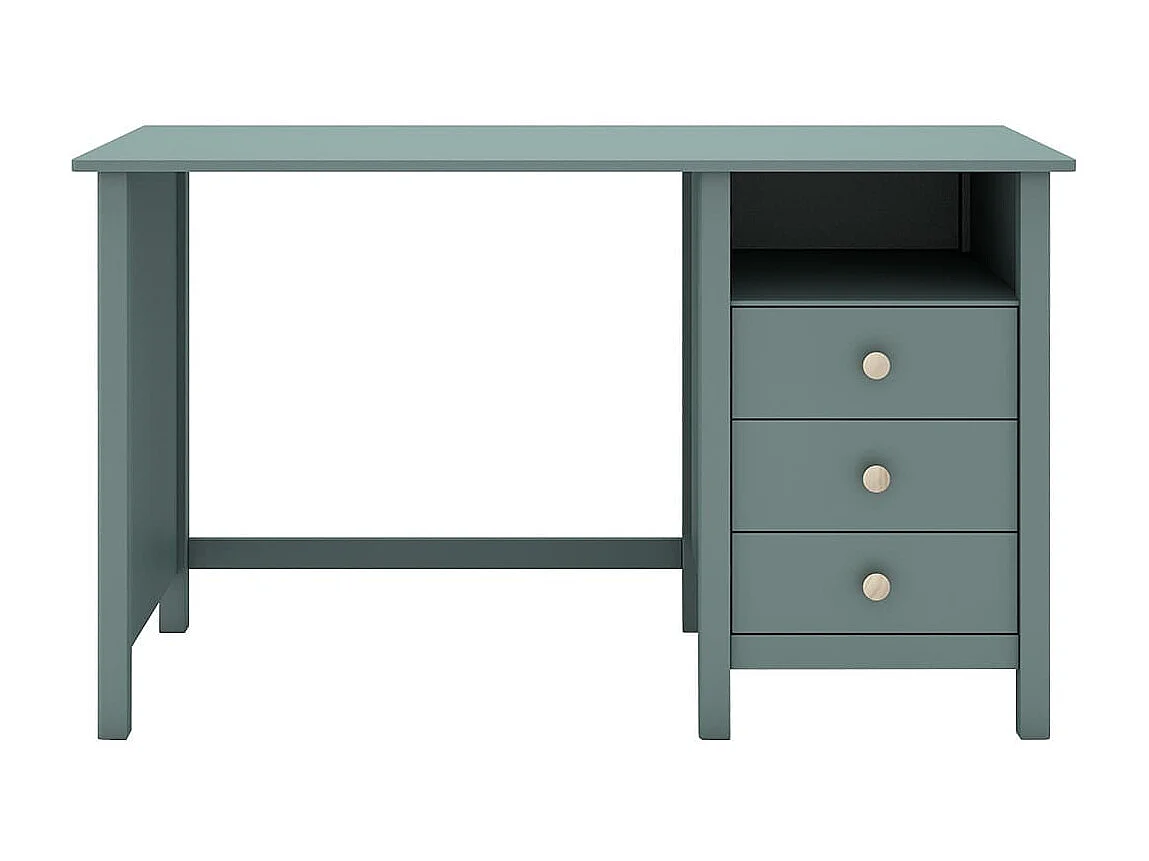 DAVA - Bureau 3 Tiroirs en Pin Massif Vert Pétrole