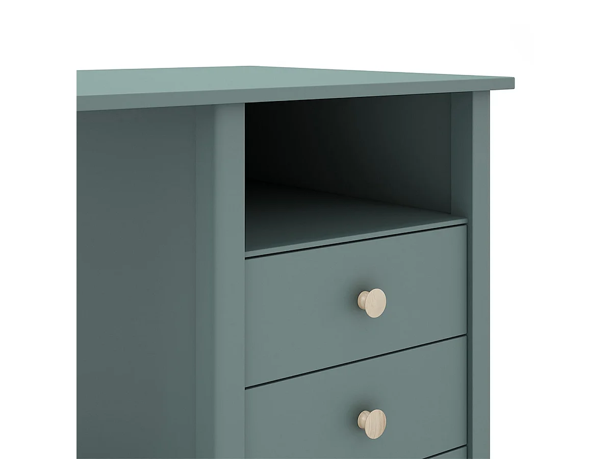 DAVA - Bureau 3 Tiroirs en Pin Massif Vert Pétrole