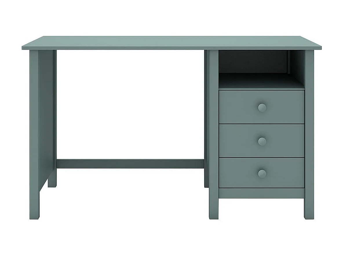 DAVA - Bureau 3 Tiroirs en Pin Massif Vert Pétrole