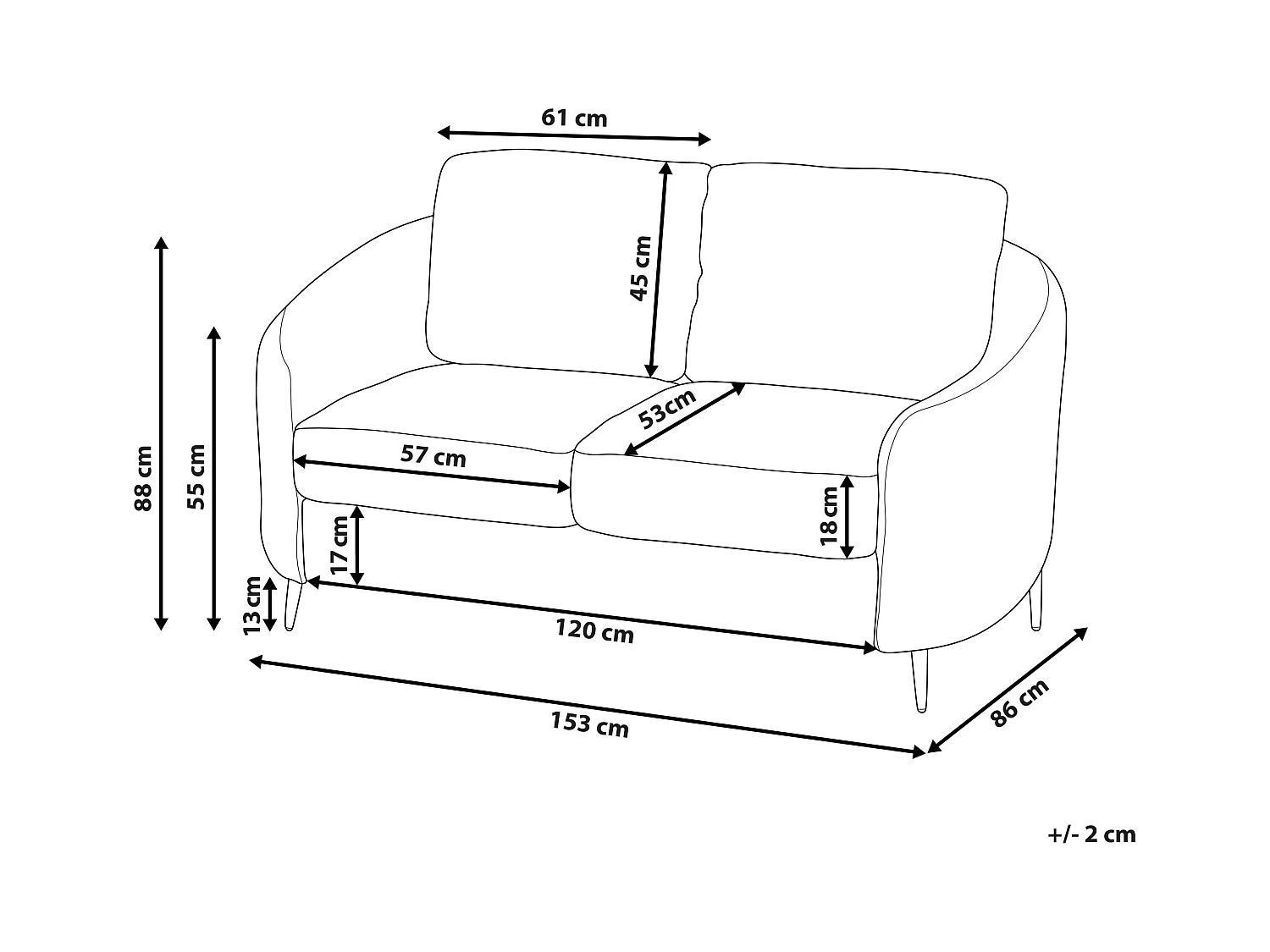 Bank TROSA Stof Lichtgrijs 2-zitter