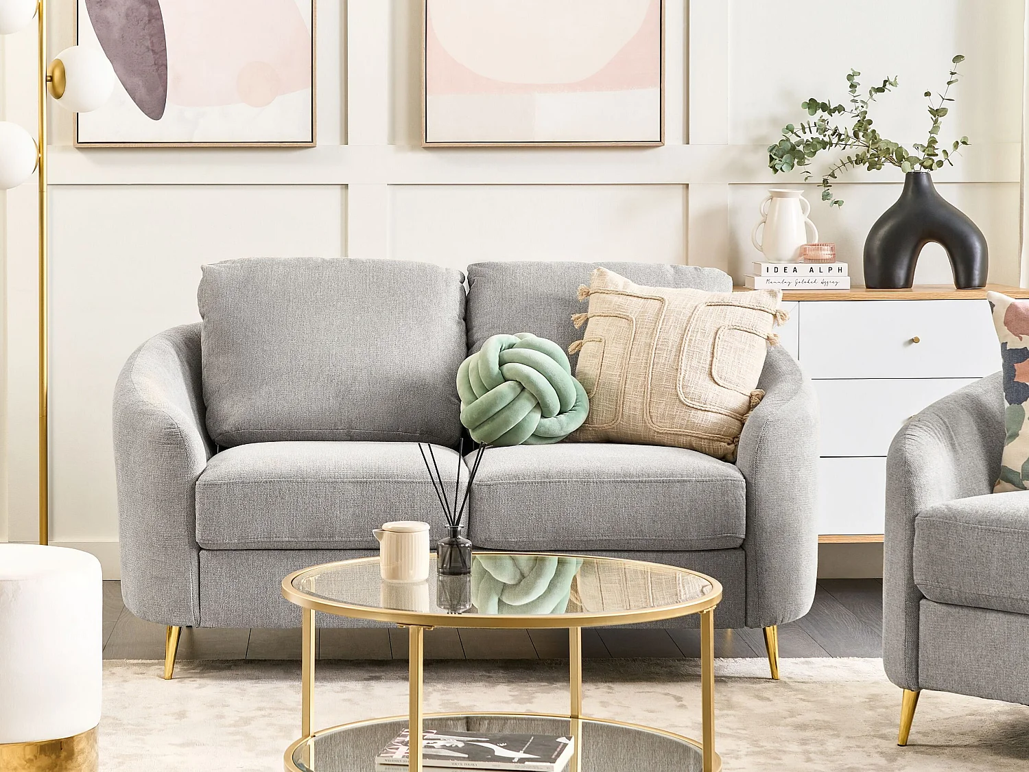 Canapé 2 places TROSA Tissu Gris clair