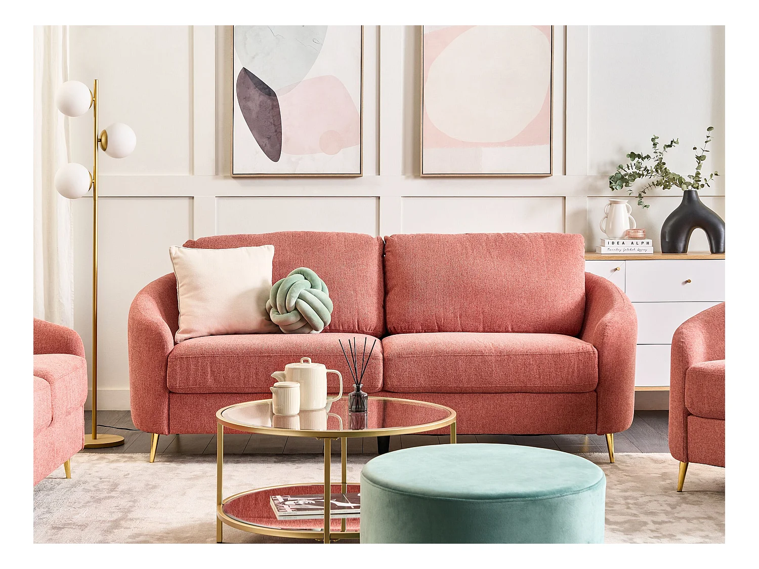 Bank TROSA Stof Roze 3-zitter