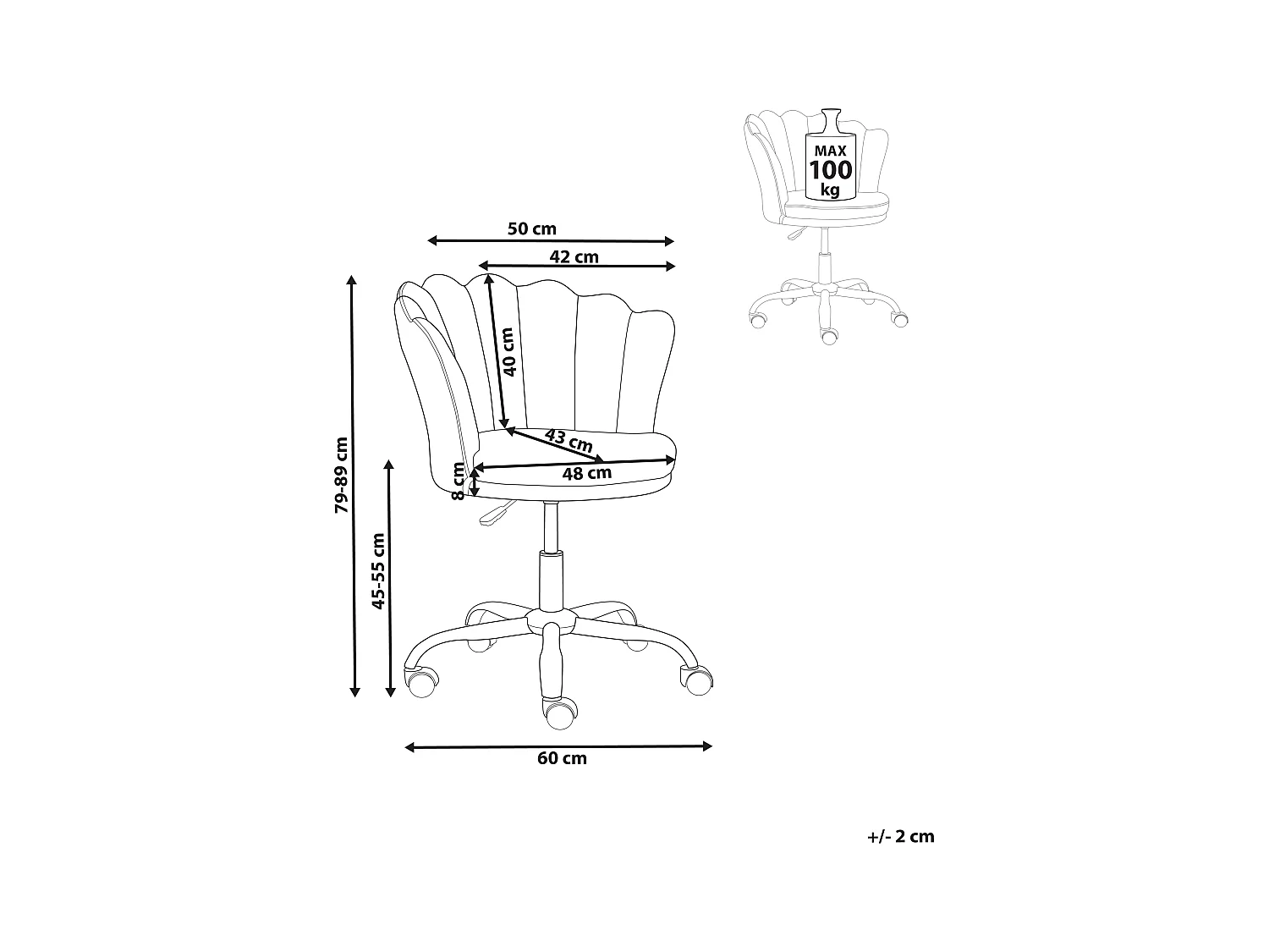 Chaise de bureau MONTICELLO Velours Gris