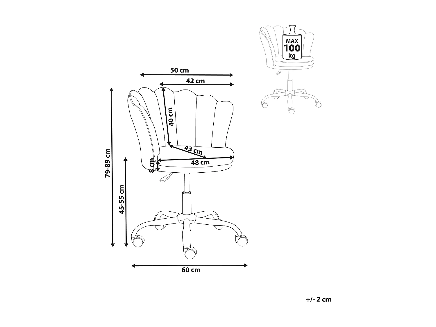 Bürostuhl Samtstoff grau / silber höhenverstellbar drehbar elegant Monticello