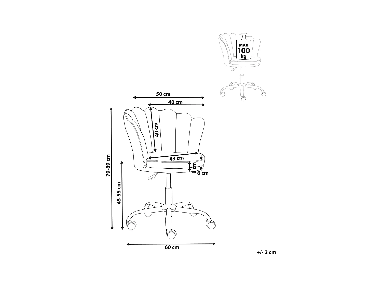 Chaise de bureau MONTICELLO Velours Vert