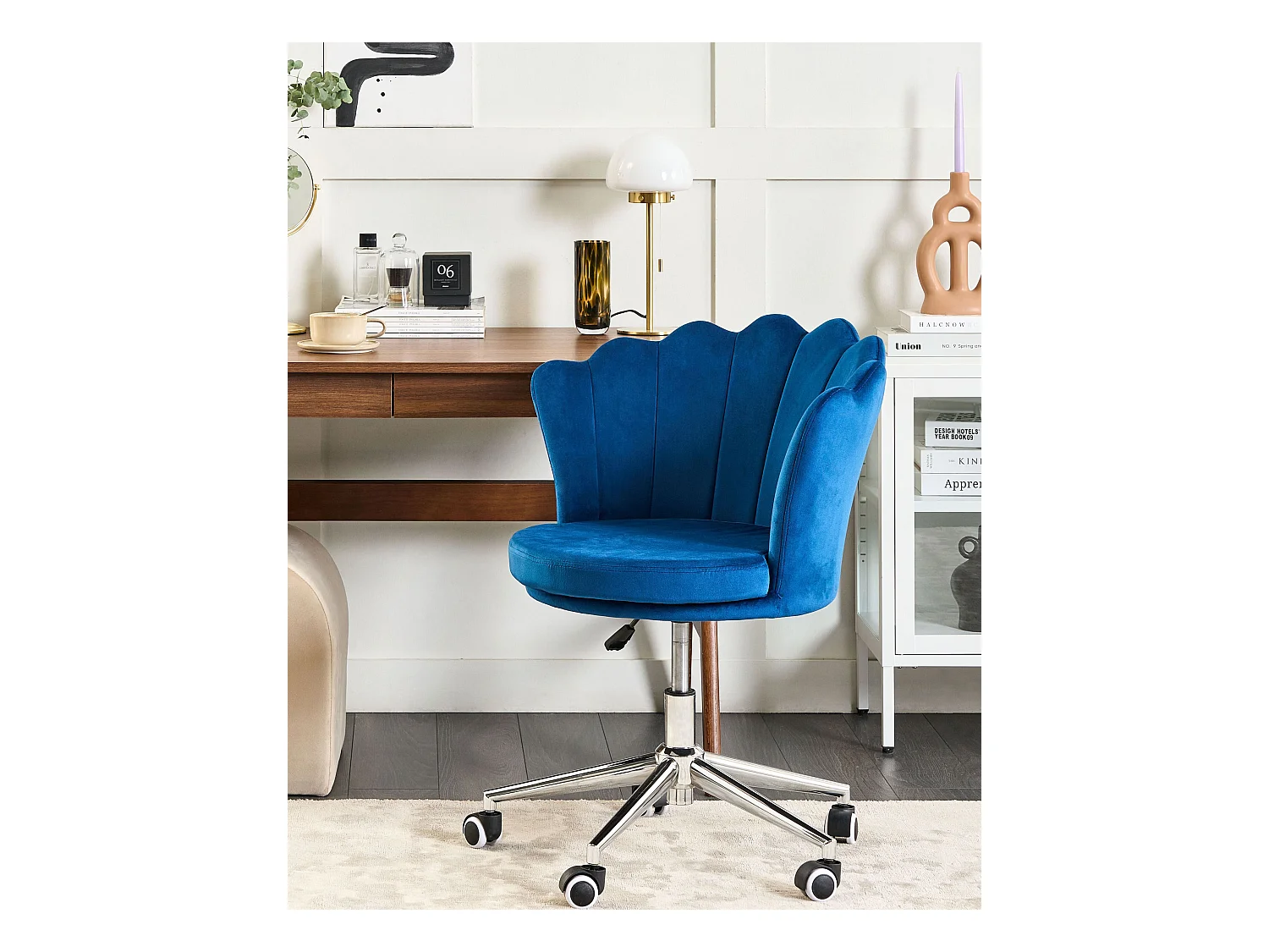 Chaise de bureau MONTICELLO Velours Bleu