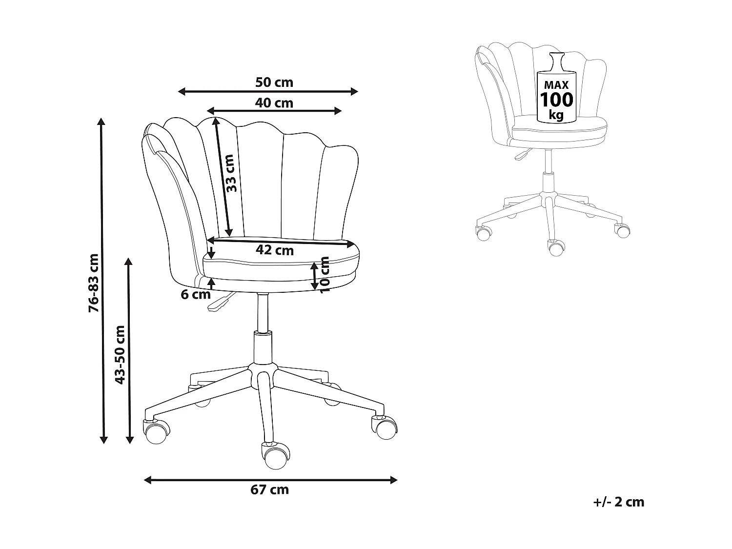 Bürostuhl Samtstoff blau / silber höhenverstellbar drehbar elegant Monticello