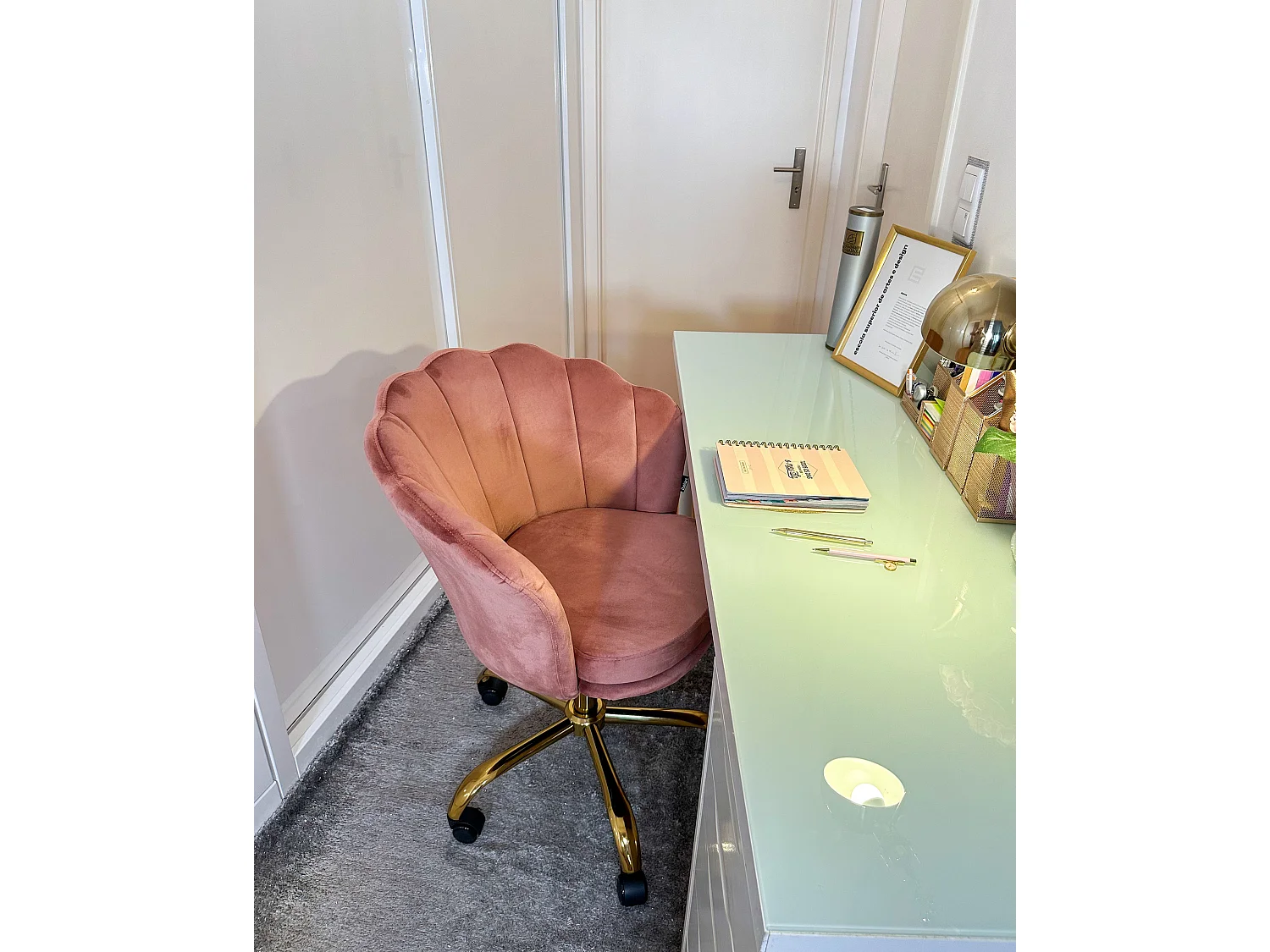 Chaise de bureau MONTICELLO Velours Rose