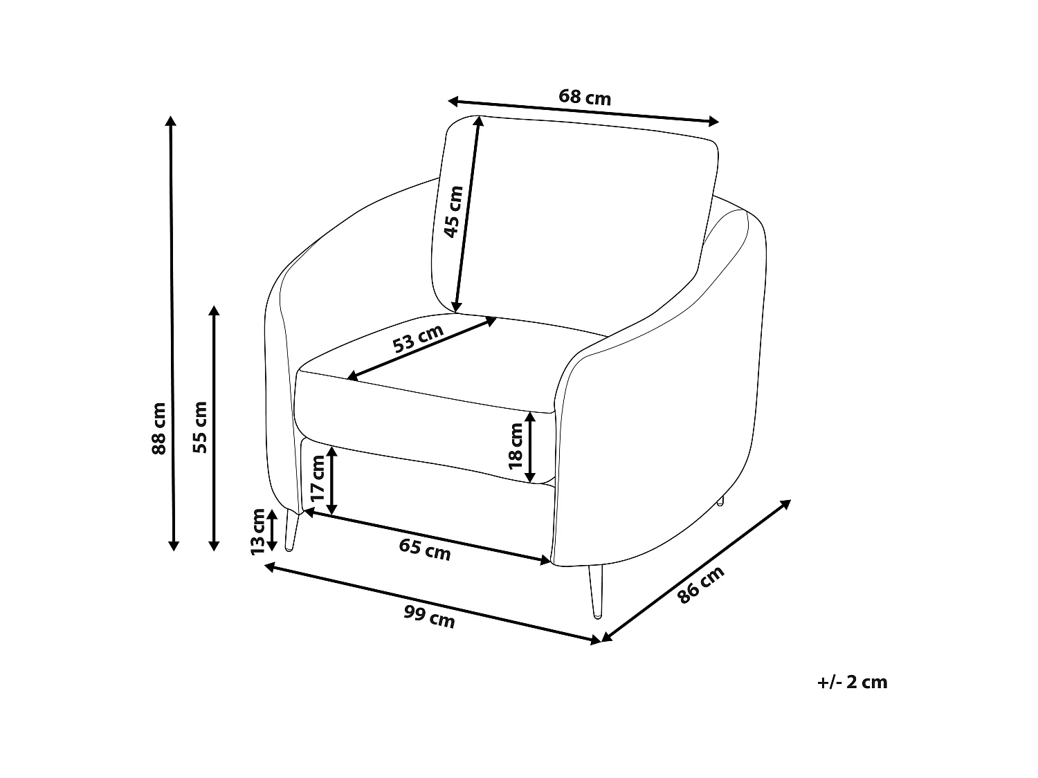 Fauteuil TROSA Tissu Gris clair