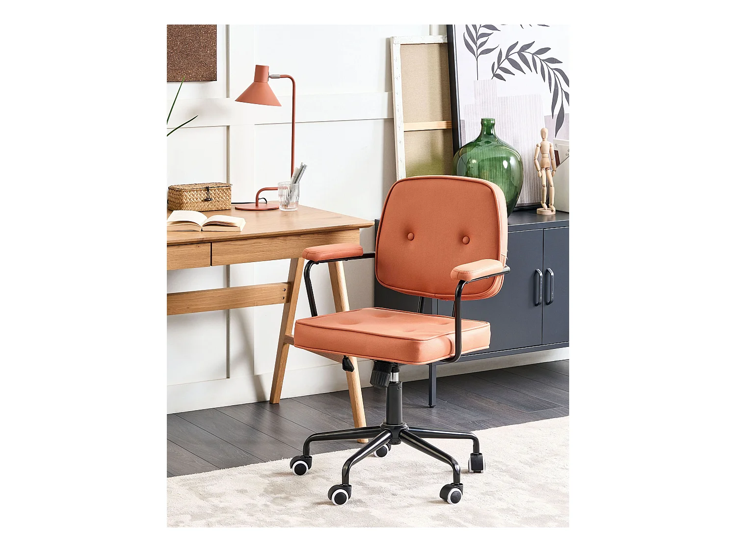 Krzesło biurowe Obrotowy PAWNEE Ekoskóra Pomarańczowy