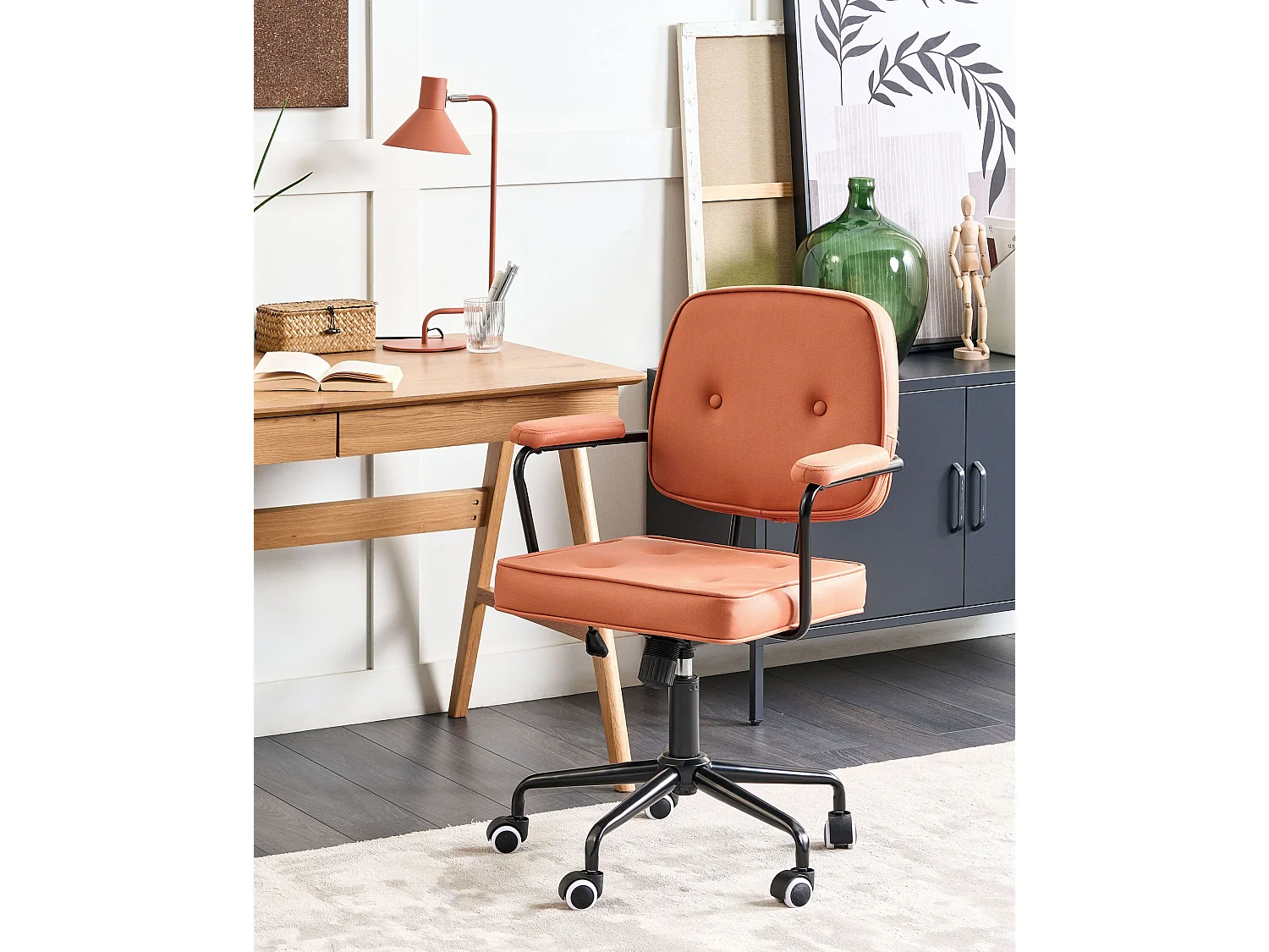 Sedia da scrivania PAWNEE Pelle sintetica Arancione