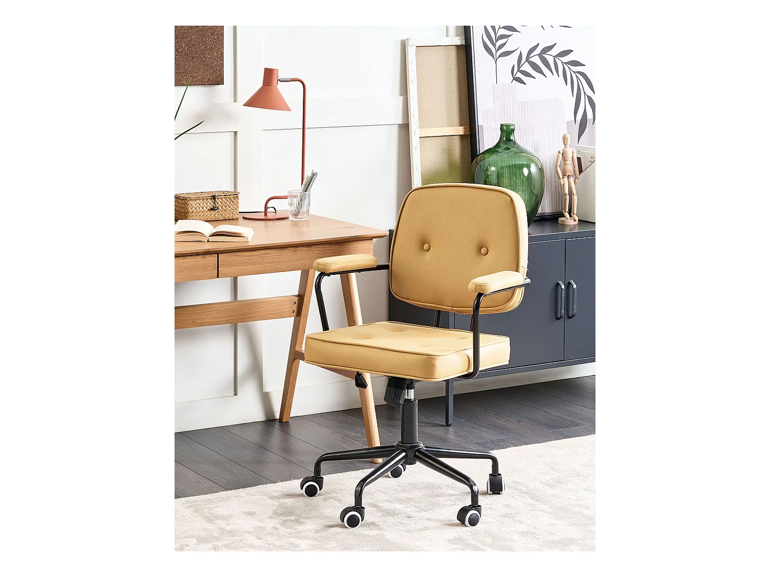 Sedia da scrivania PAWNEE Pelle sintetica Giallo