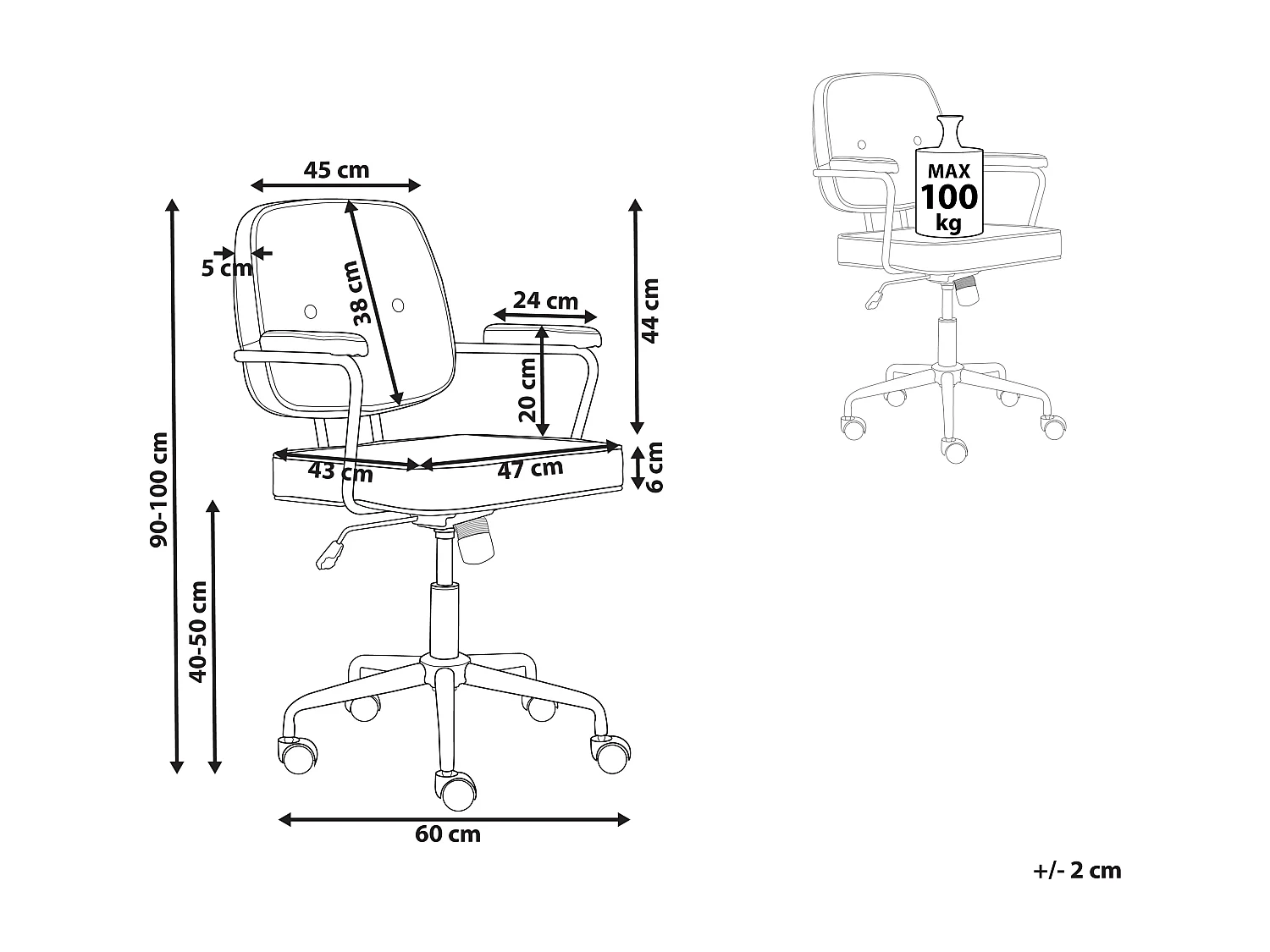 Chaise de bureau PAWNEE Tissu Vert foncé