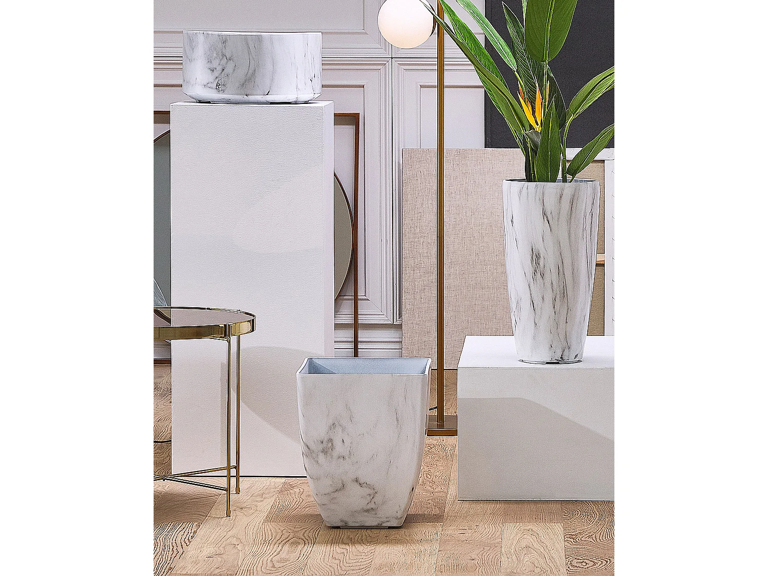 Blumenkübel MIRO Stein 28 cm Weiss