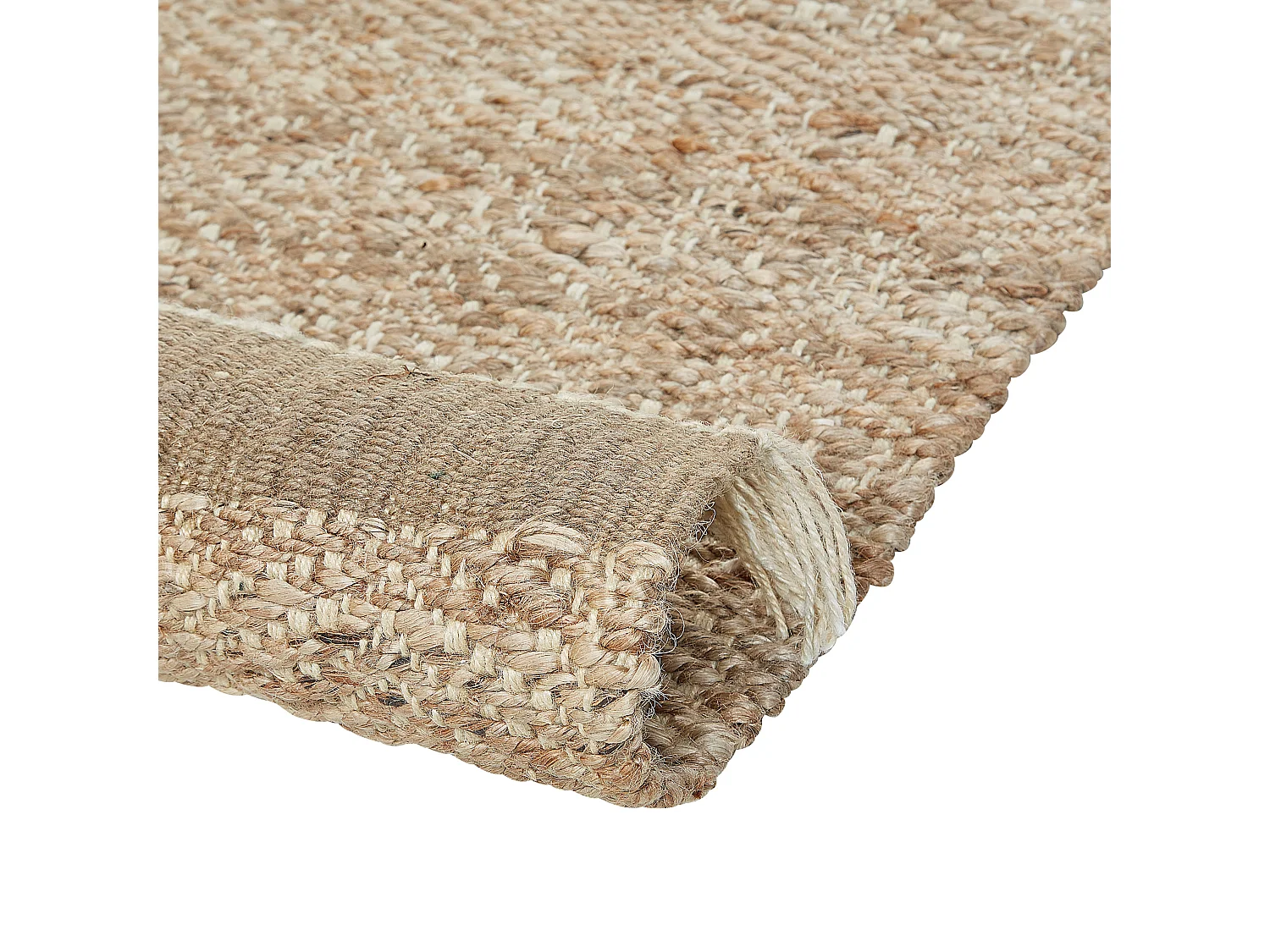 Boho Handgewebter Teppich aus Jute 140 x 200 cm Fransen Beige Abana